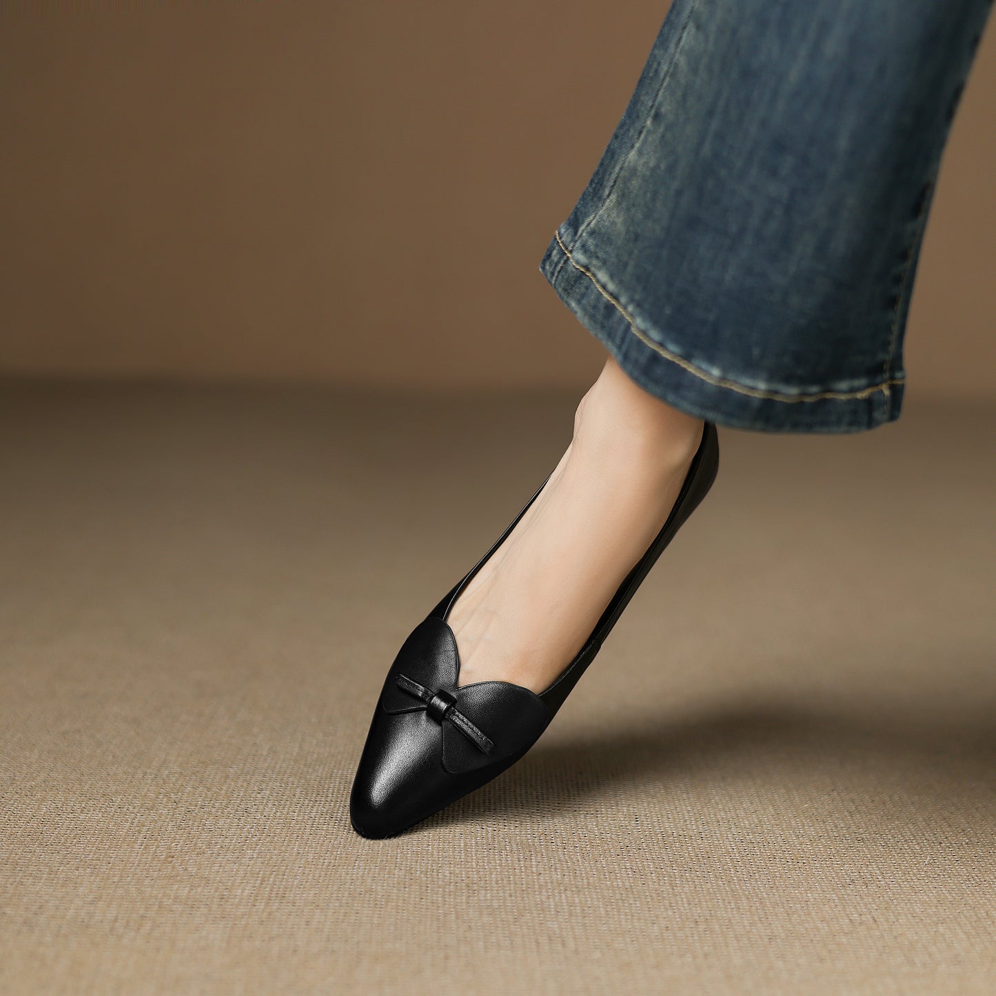 TinaCus Handmade Women's Genuine Leather Pointed Toe Slip On Office Dress Ballet Flats Shoes with Bow