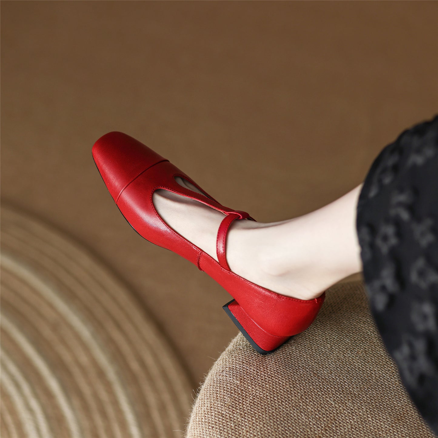 TinaCus T-Strap Buckle Women's Handmade Genuine Leather Mary Jane Flats Shoes