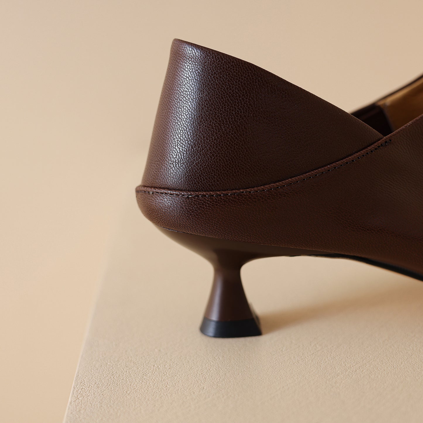 TinaCus Genuine Leather Women's Pointed Toe Kitten Heels Handmade Slip On Pumps Shoes