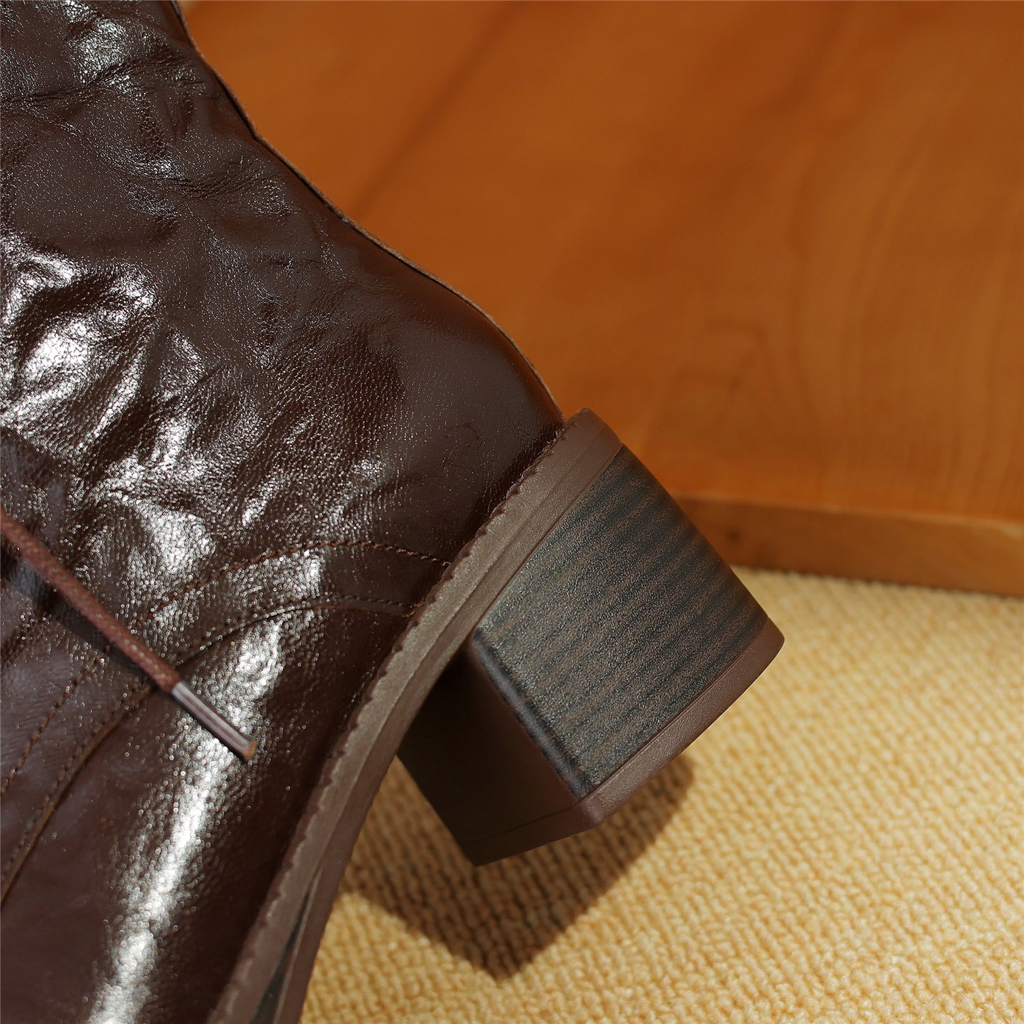 TinaCus Women's Genuine Leather Handmade Zip Up Block Heel Front Band Ankle Boots