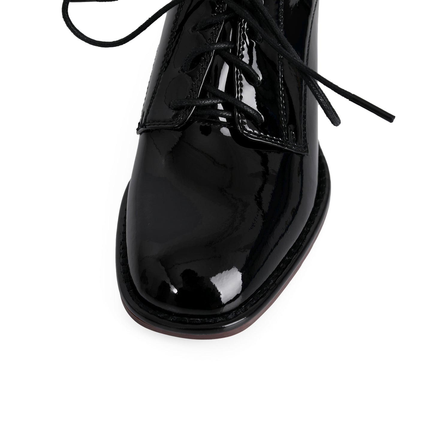 TinaCus Women's Glossy Patent Leather Handmade Round Toe Selftie Mid Chunky Heels Casual Oxford Shoes