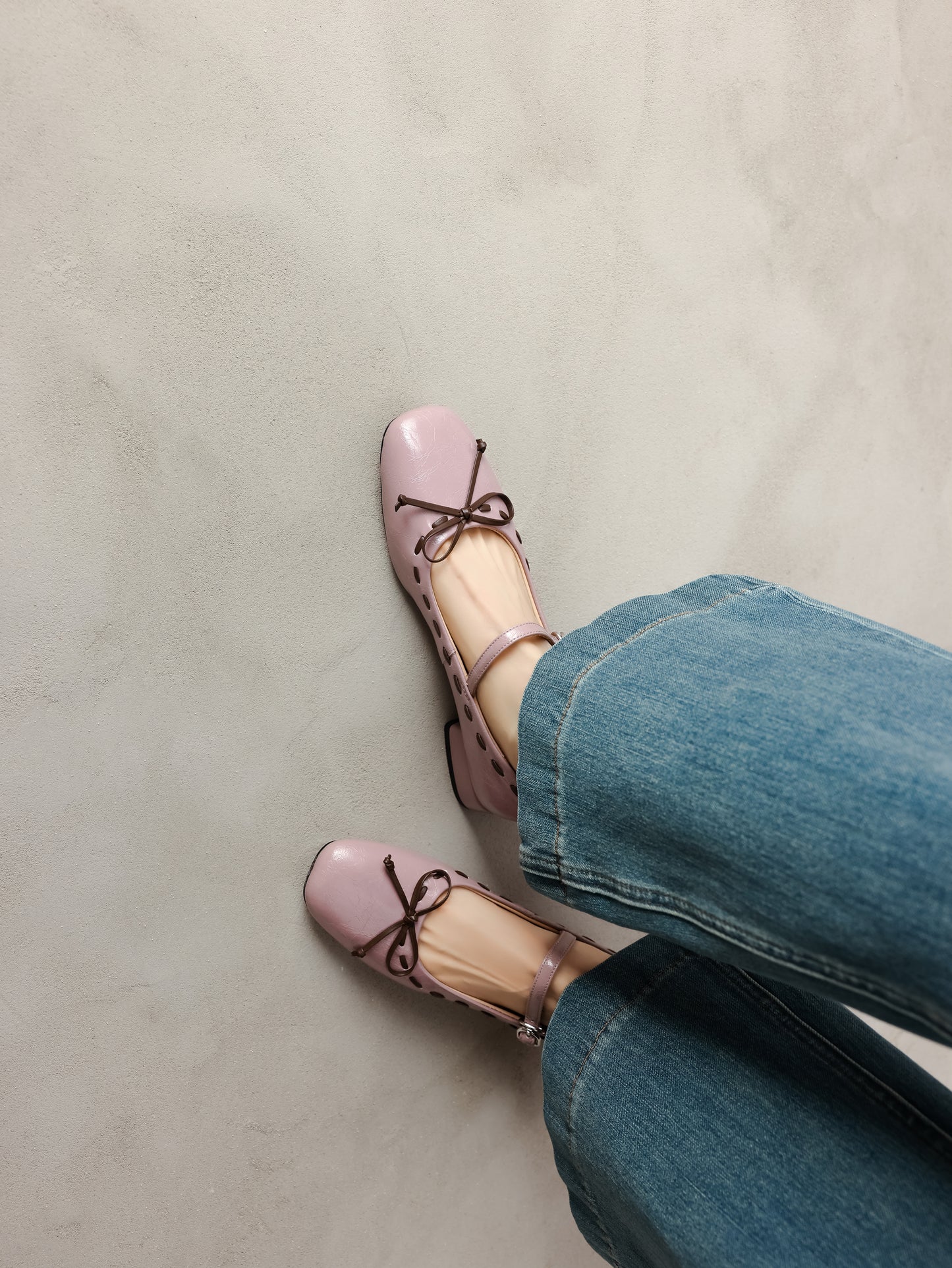 TinaCus Women's Genuine Leather Ballet Flats Handmade Square Toe Bowknot Buckle Strap Dress Mary Jane Shoes