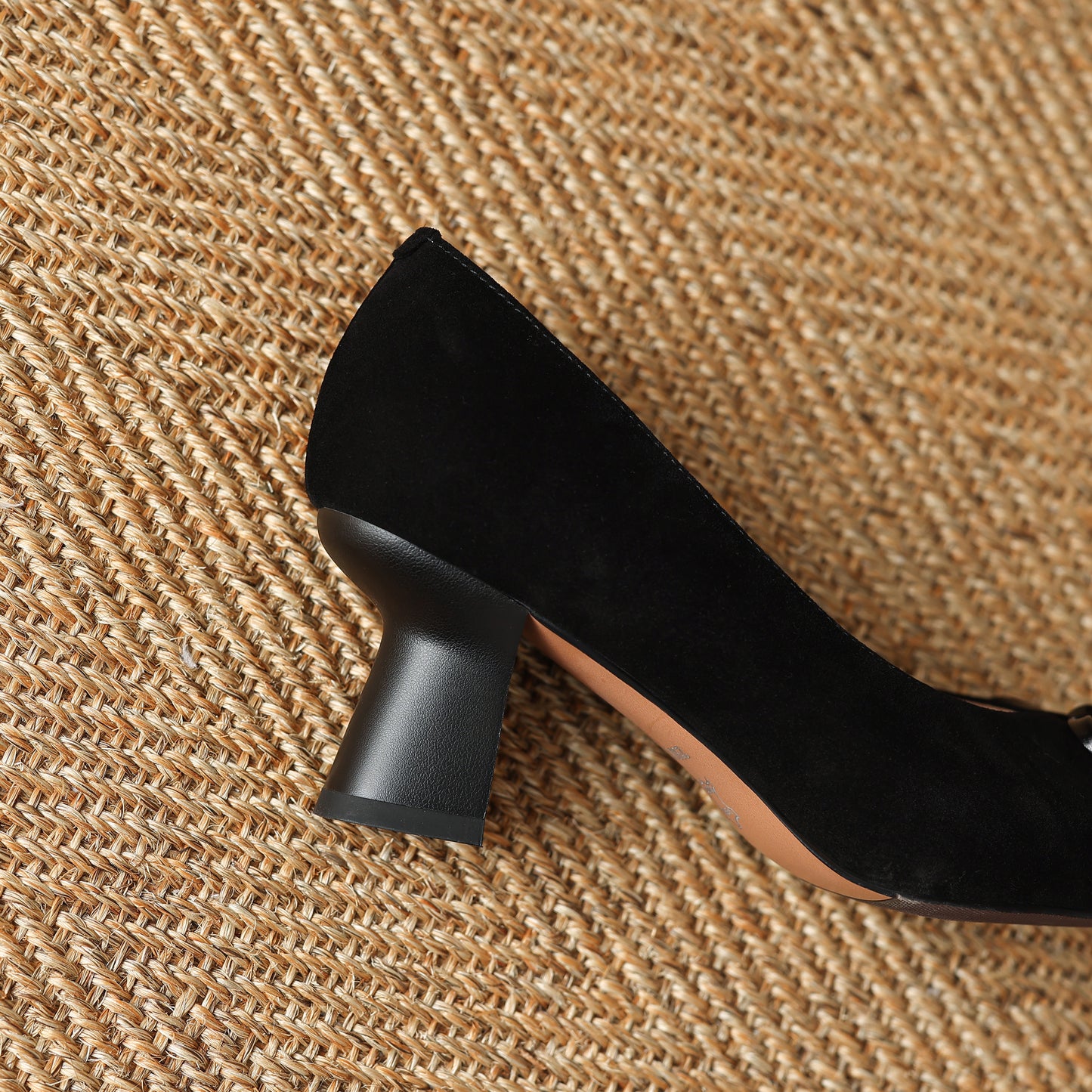 TinaCus Handmade Women's Suede Leather Pointed Toe Bowknot Slip on Chunky Heel Pumps Shoes