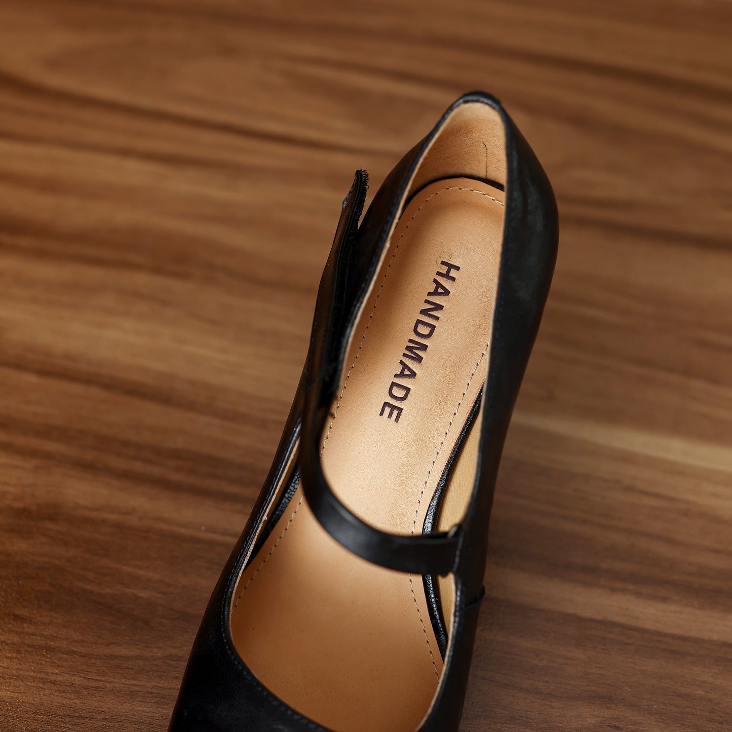 TinaCus Handmade Women's Genuine Leather Square Toe High Block Heel Slip On Mary Jane Pumps