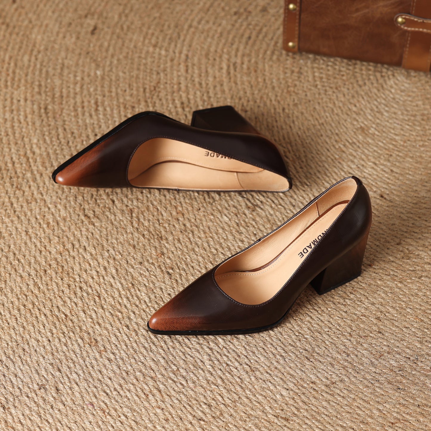 TinaCus Handmade Women's Genuine Leather Pointed Toe Office Ladies Classic Pumps Shoes