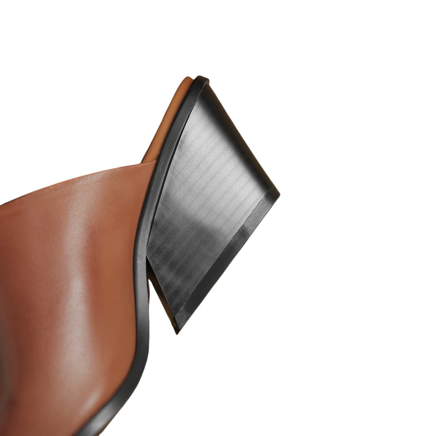 TinaCus Handmade Women's Genuine Leather Closed Pointed Toe Mid Chunky Heel Mule