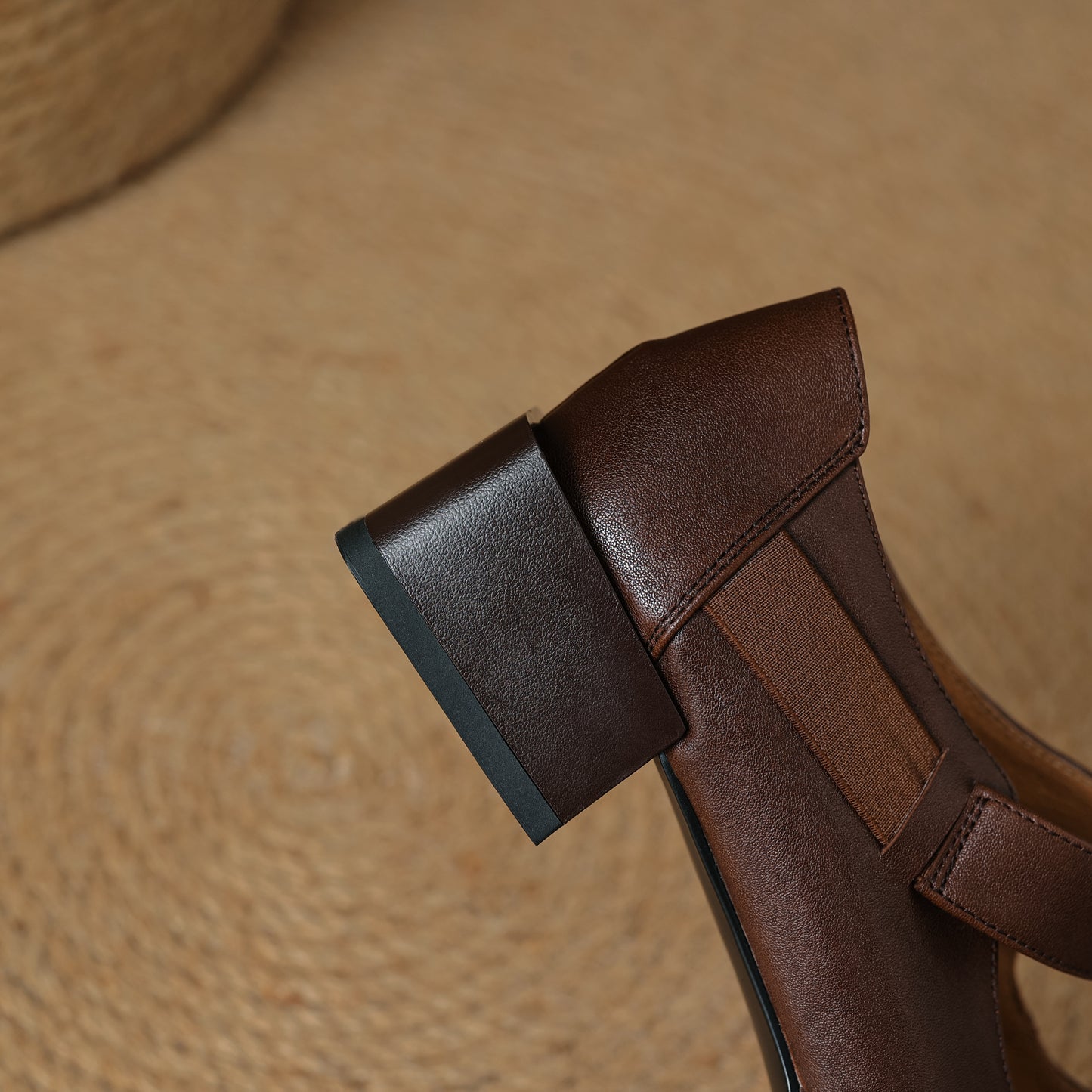 TinaCus Women's Square Toe Handmade Low Heels Genuine Leather Retro Loafers Shoes