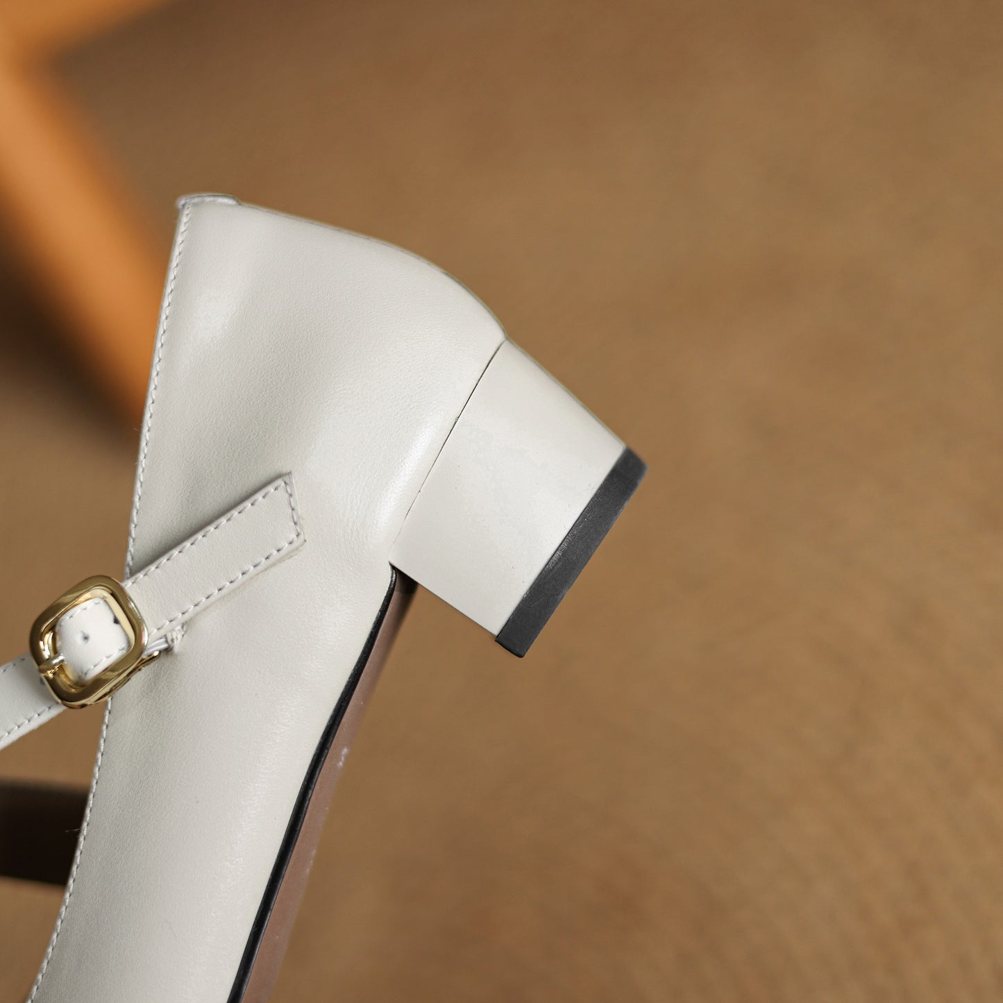 TinaCus Genuine Leather Handmade Buckle Women's Round Toe Low Chunky Heels Mary Jane Shoes