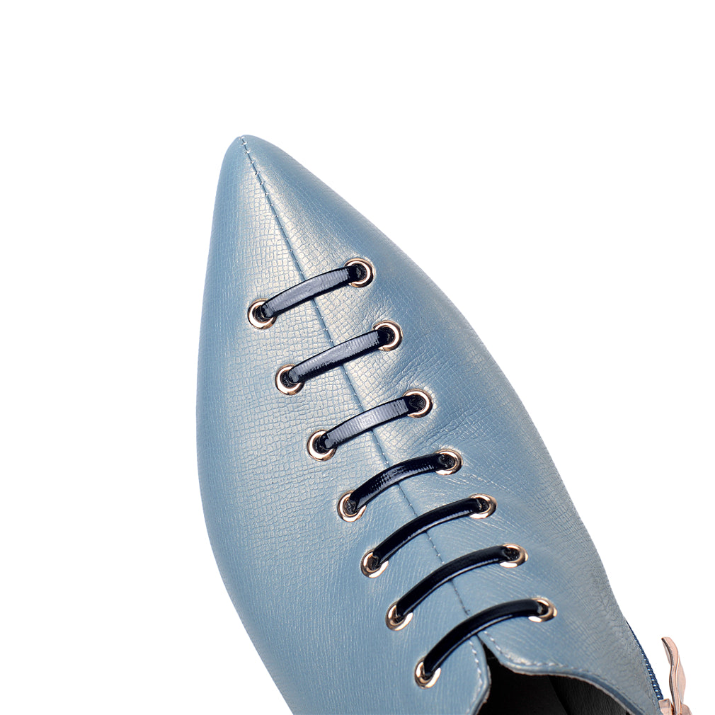 TinaCus Women's Handmade Genuine Leather Unique Low Chunky Heel Pointed Toe Side Zip Up Assorted Color Pump Shoes