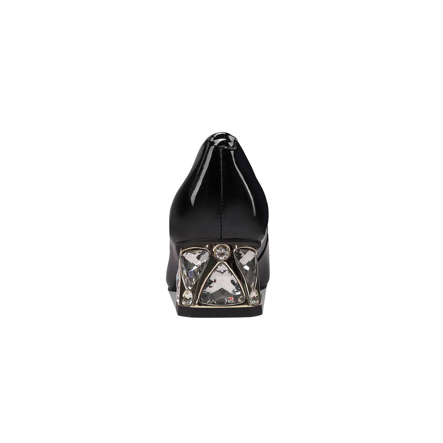 TinaCus Glossy Patent Leather Women's Square Toe Handmade Crystal Chunky Heels Loafers Shoes with Bowknot