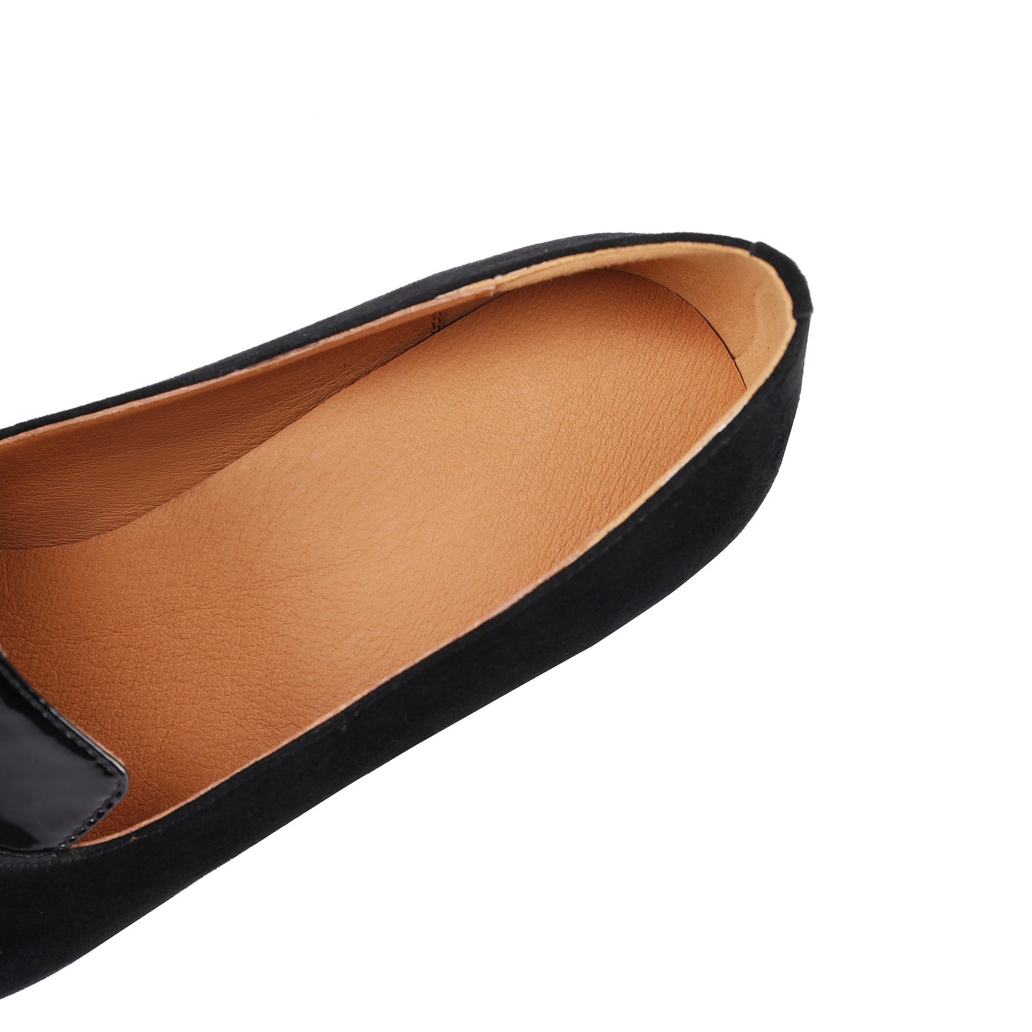 TinaCus Women's Pointed Toe Suede & Patent Leather Handmade Metal Buckle Mid Heels Pumps Shoes