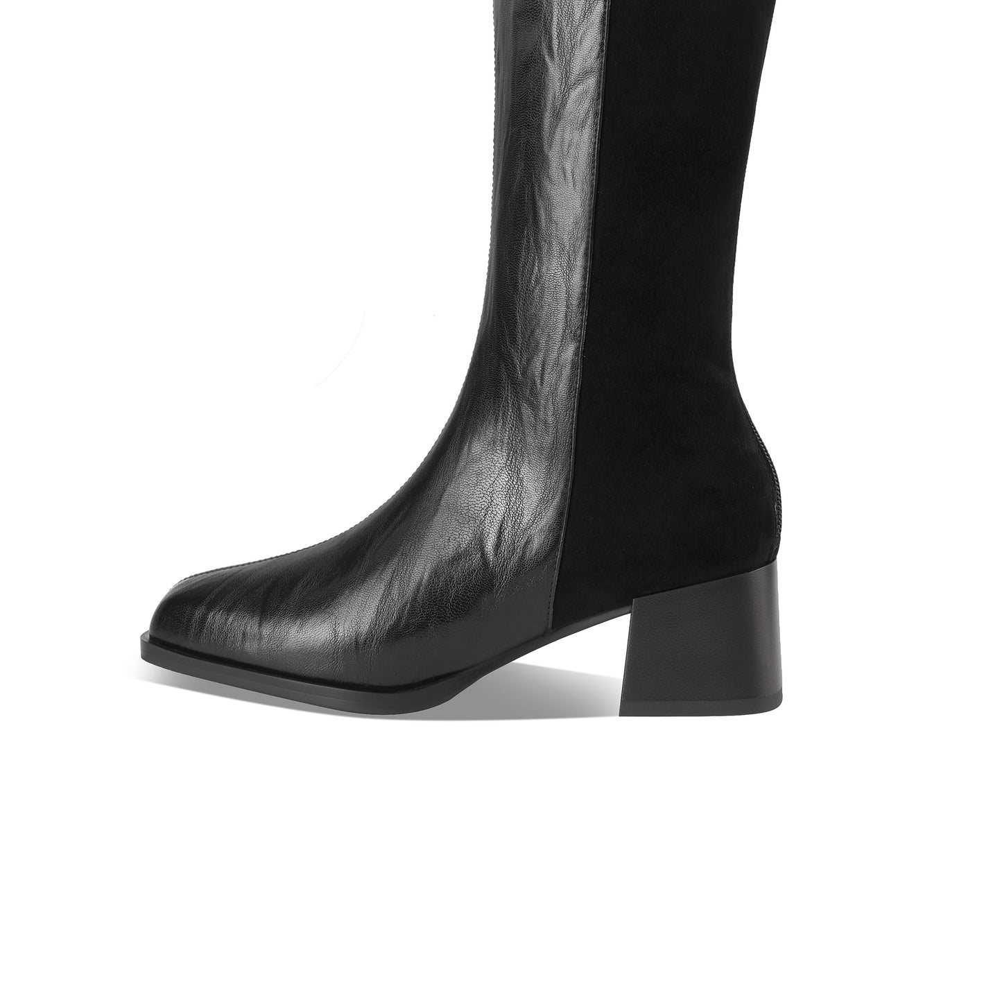 TinaCus Handgefertigte Damenstiefel aus echtem Wildleder mit mittelhohem Blockabsatz und Reißverschluss an der Rückseite