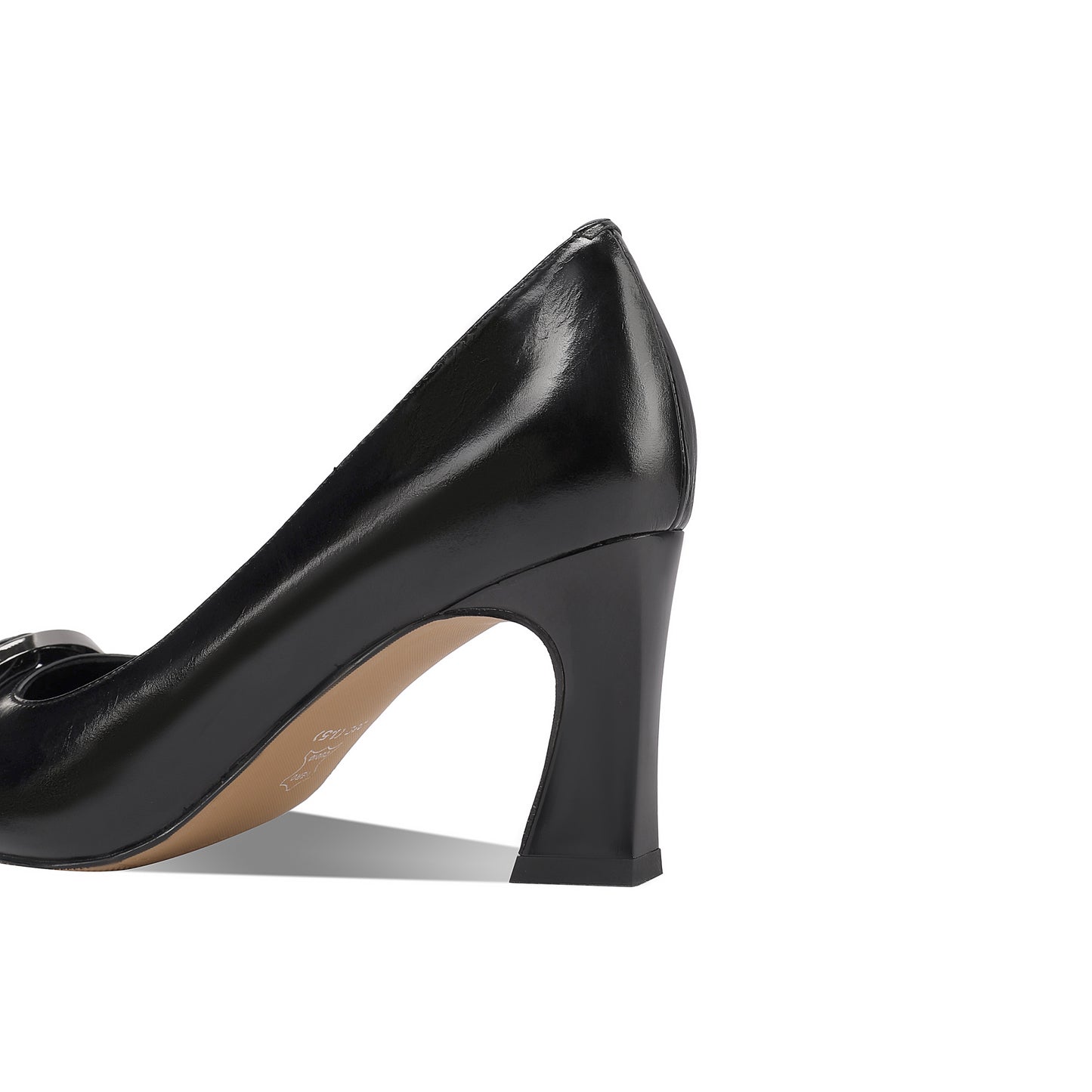 TinaCus Genuine Leather Women's Pointed Toe Handmade Buckle Mid Heels Slip on Pumps Shoes