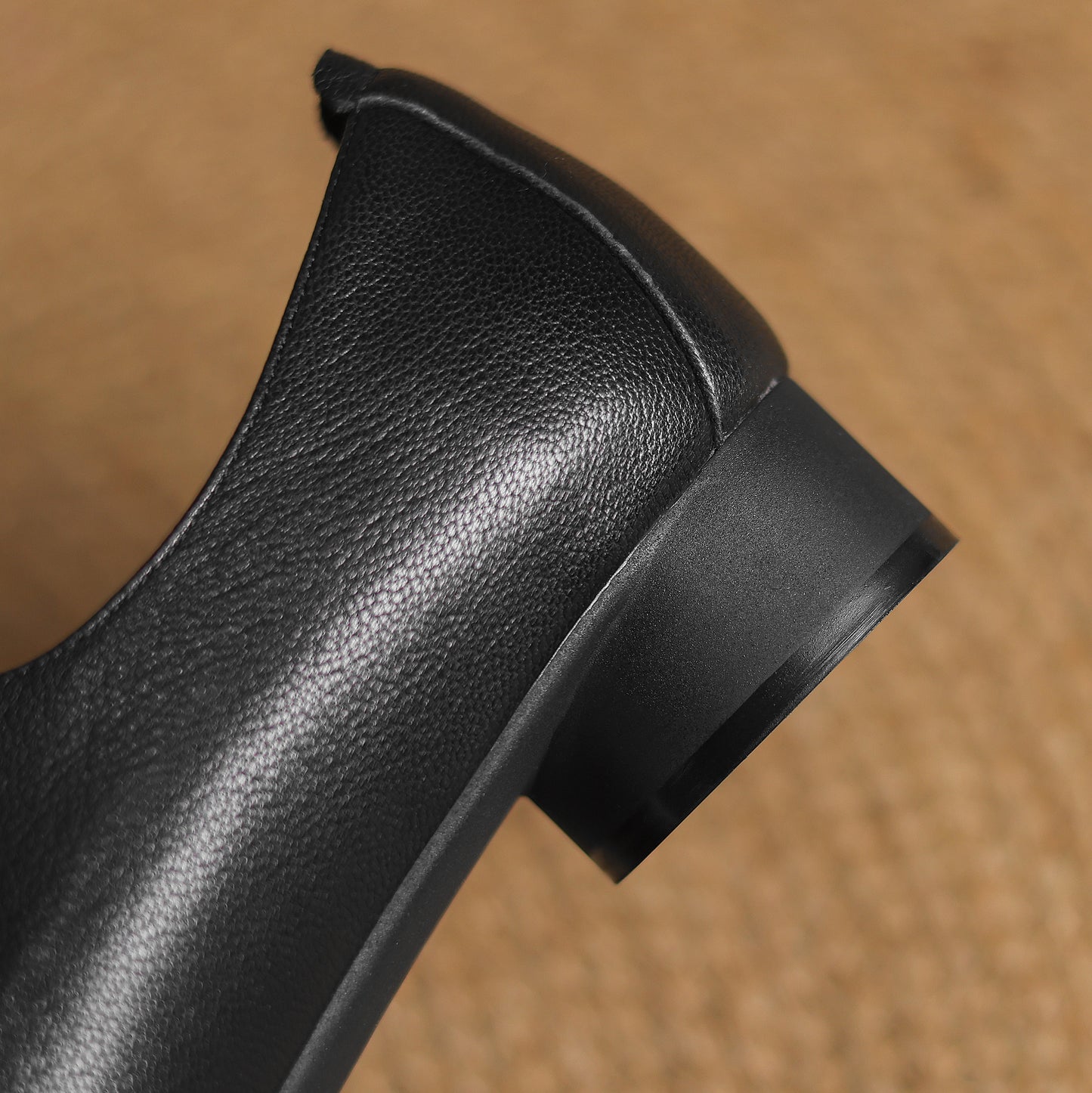 TinaCus Genuine Leather Women's Square Toe Handmade Front Zipper Low Heels Pumps Shoes