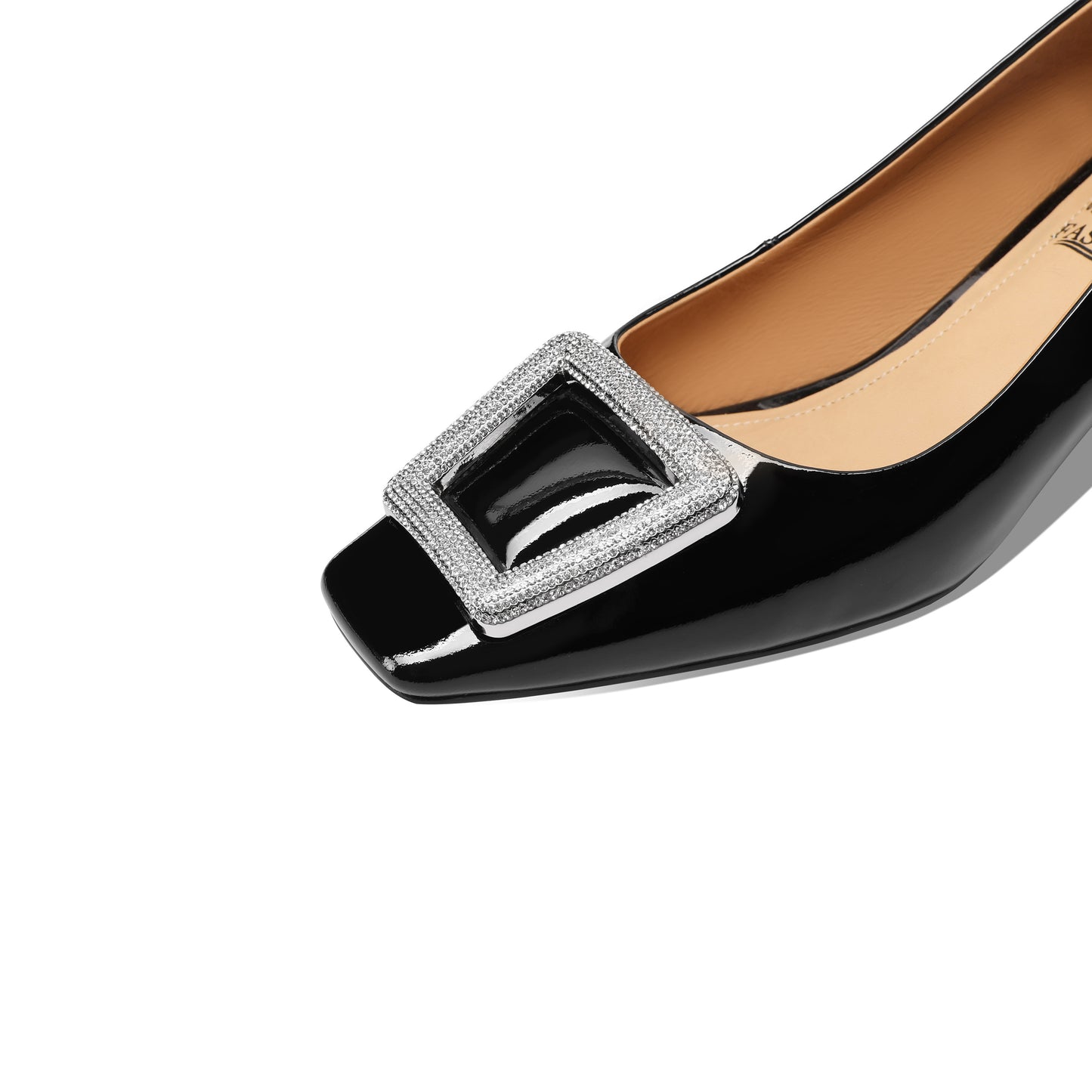 TinaCus Handmade Patent Leather Women's Buckle Square Toe Pumps