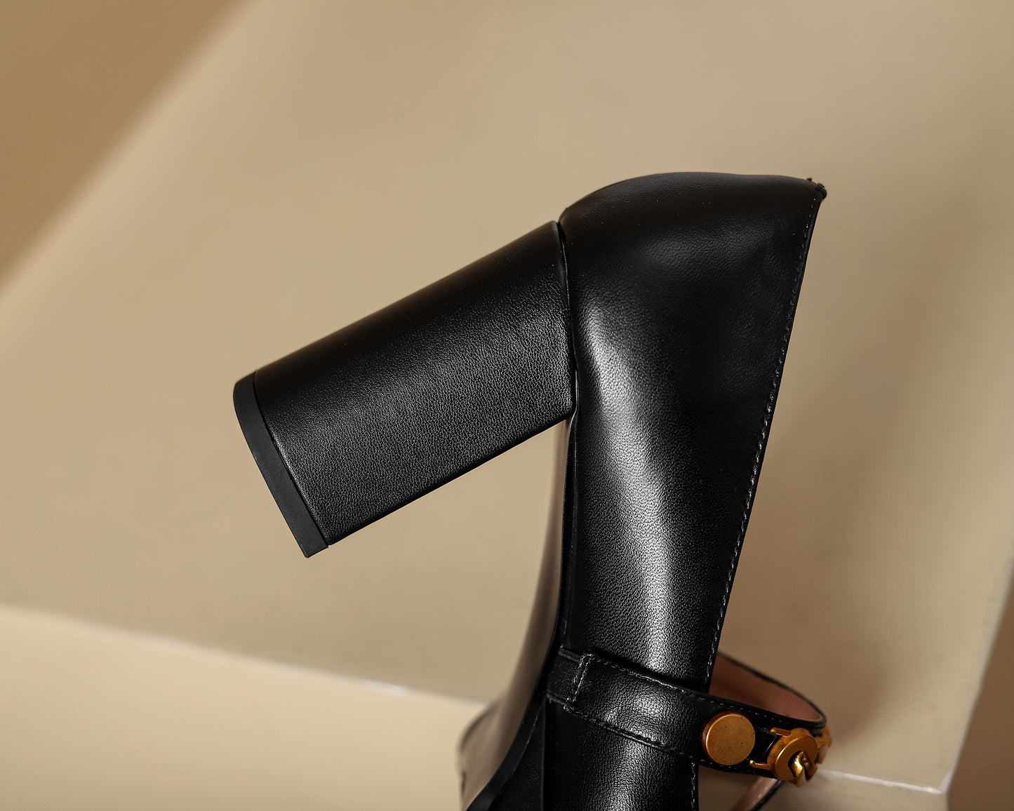 TinaCus Genuine Leather Square Toe Handmade T-Strap Chain High Block Heels Women's Stylish Pumps Shoes