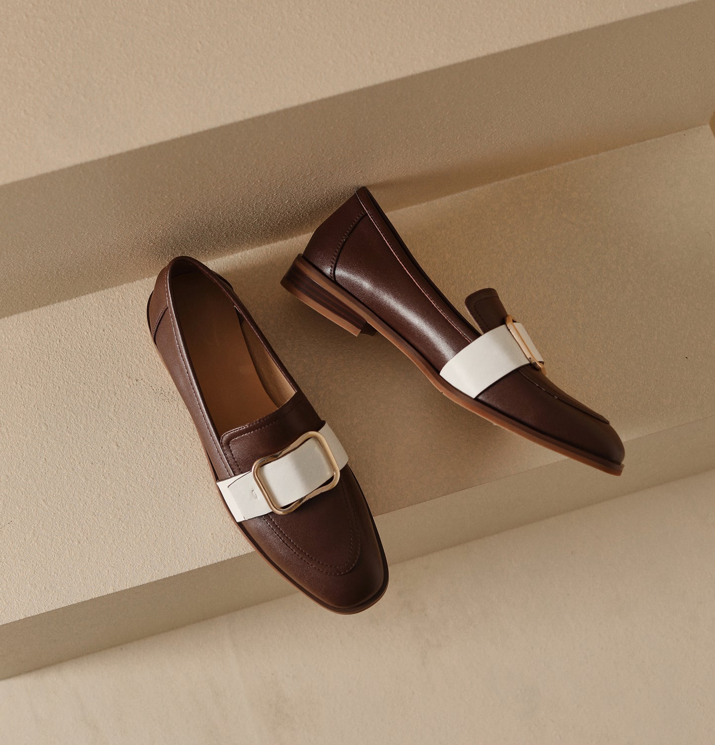 TinaCus Women's Handmade Genuine Leather Belt Design Slip On Flat Comfortable Loafer Pumps Shoes