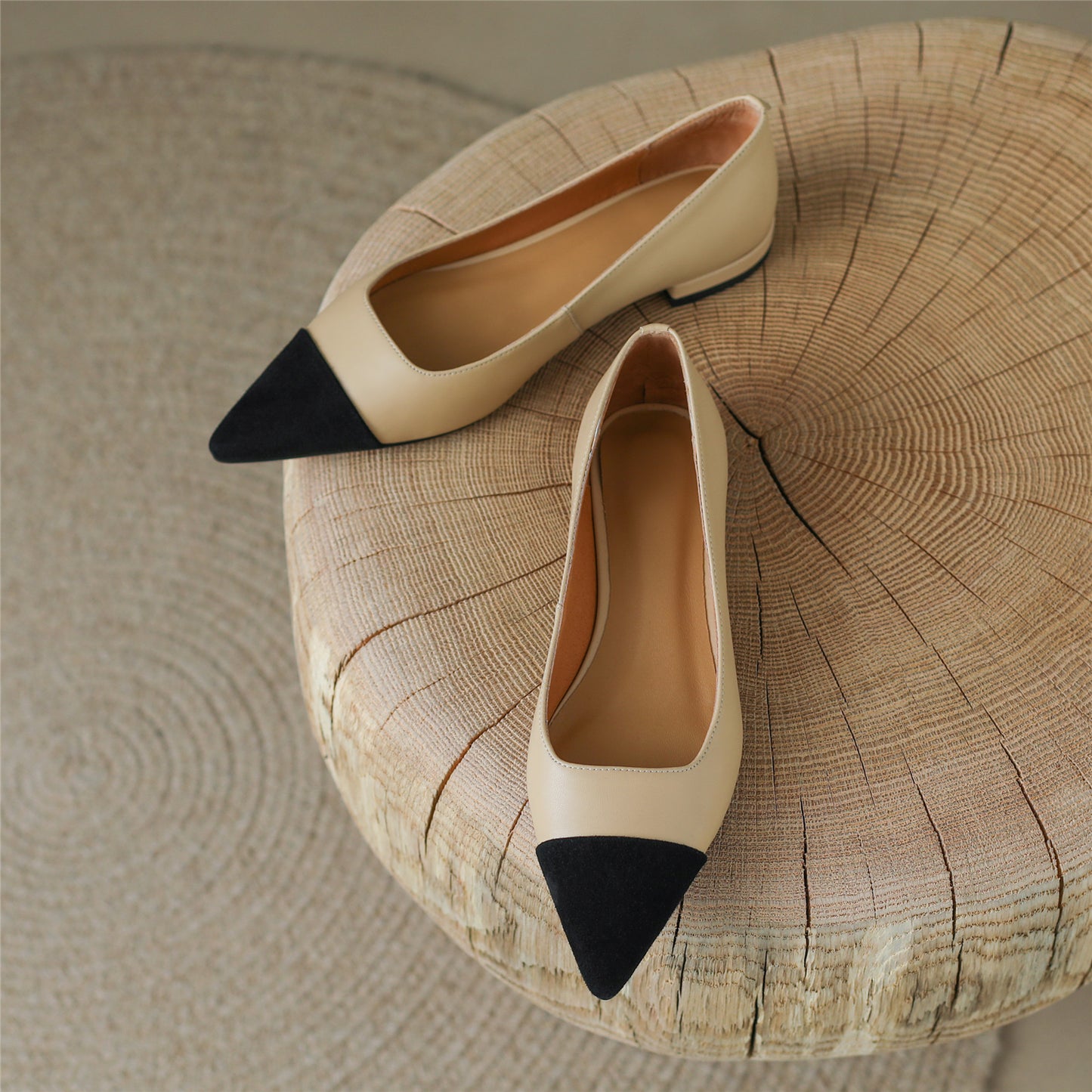 TinaCus Women's Cap Toe Handmade Genuine Leather Comfort Slip On Flat Shoes