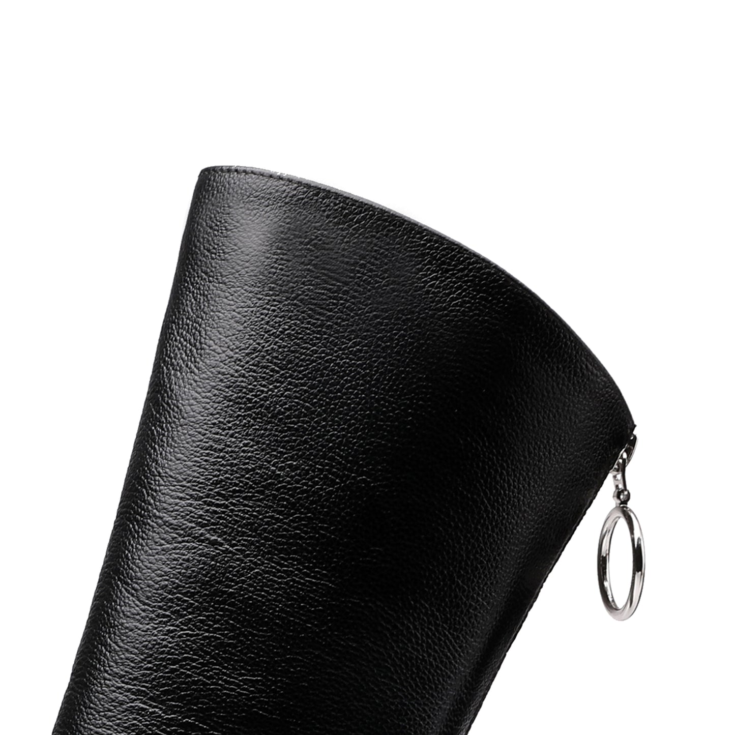 TinaCus Women's Handmade Genuine Leather Pointed Toe Gradient Color Mid Block Heel Back Zip Up Trendy Ruffle Mid-Calf Boots