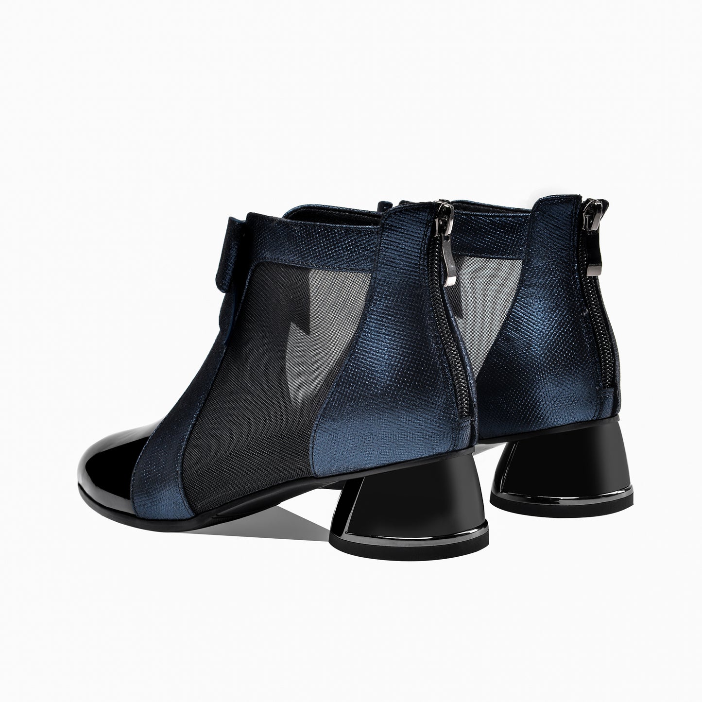 TinaCus Women's Patent Leather Pointed Toe Cute Bowknot Handmade Low Chunky Heel Stylish Ankle Boots with Back Zipper