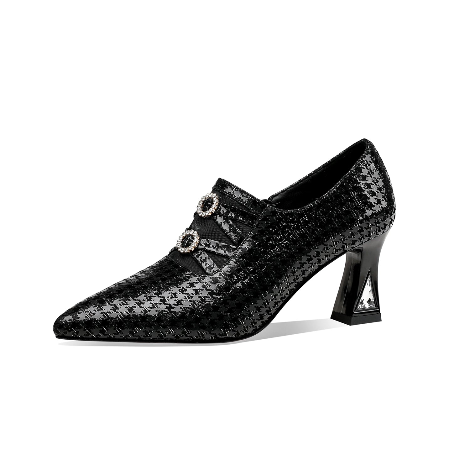 TinaCus Women's Pointed Toe Ankle Boots - Genuine Leather, Chunky Mid Heel, Back Zipper