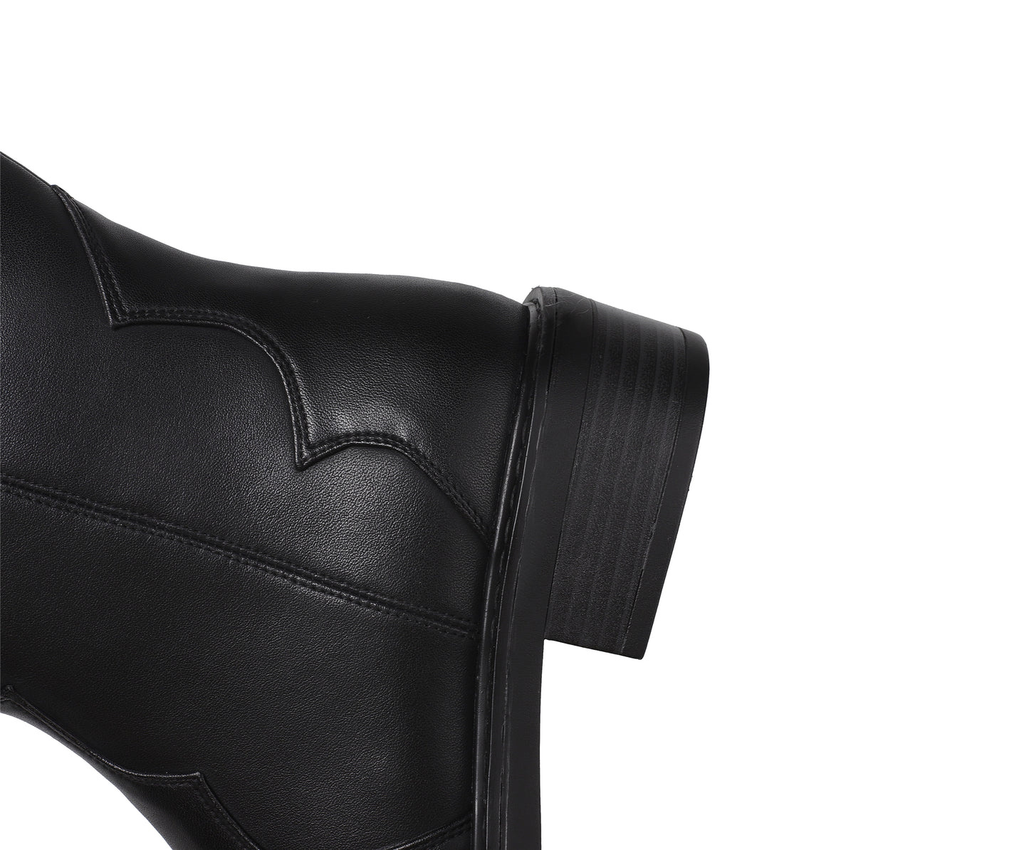 TinaCus Women's Round Toe Genuine Leather Handmade Low Chunky Heels Stylish Slip On Knee High Boots