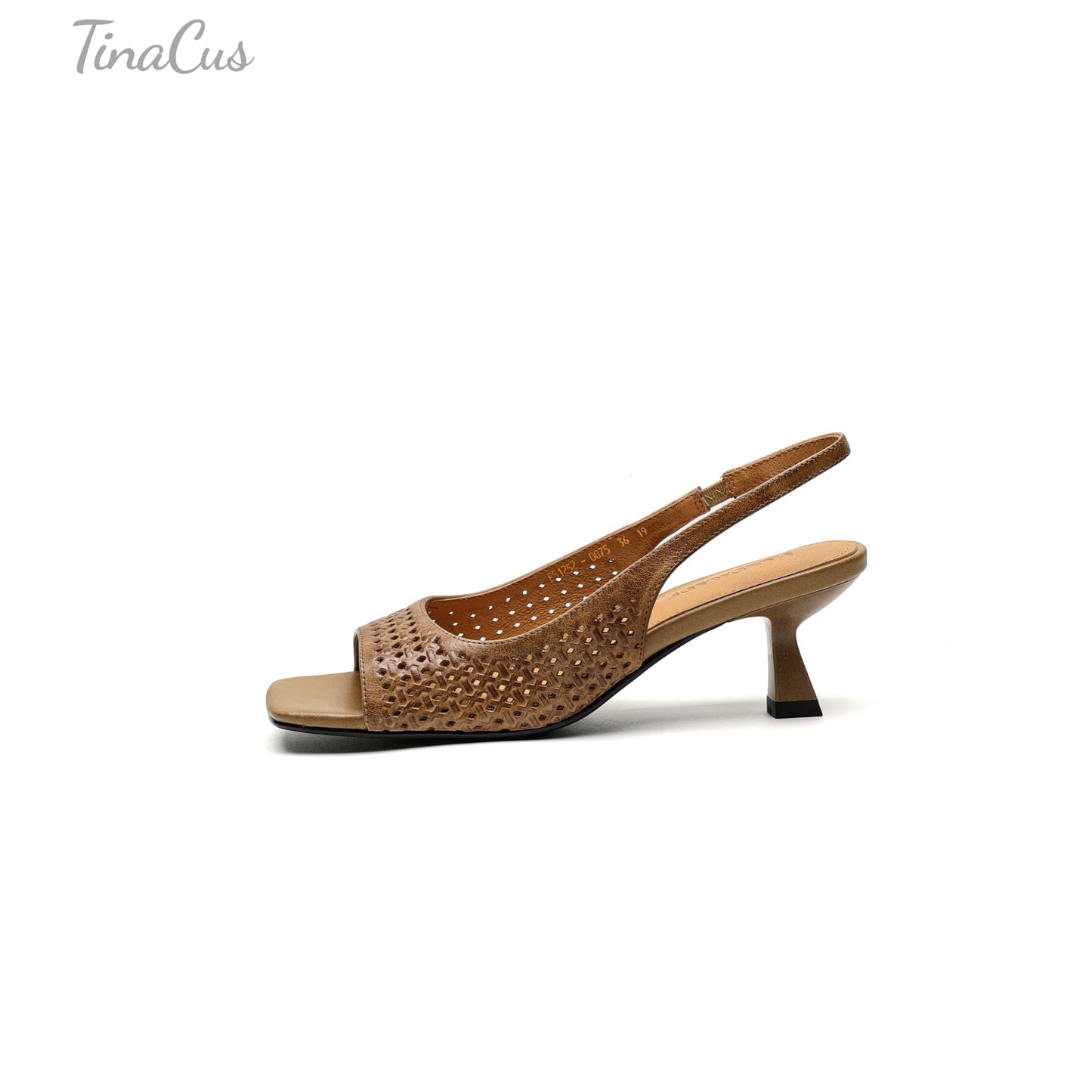 TinaCus Handmade Women's Genuine Leather Open Toe Slip-on Hollow-Out Slingback Sandals