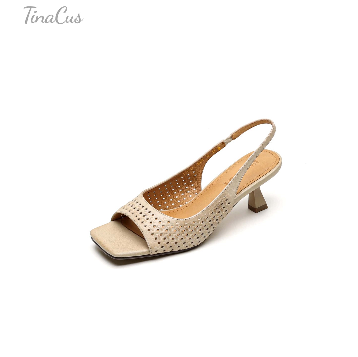 TinaCus Handmade Women's Genuine Leather Open Toe Slip-on Hollow-Out Slingback Sandals