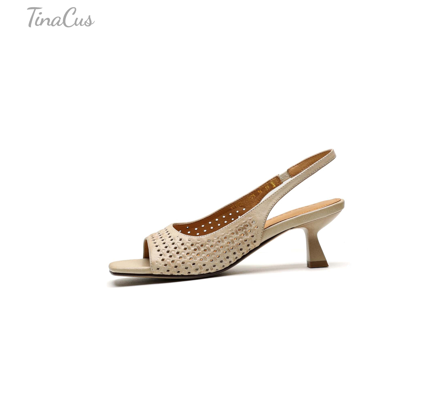 TinaCus Handmade Women's Genuine Leather Open Toe Slip-on Hollow-Out Slingback Sandals