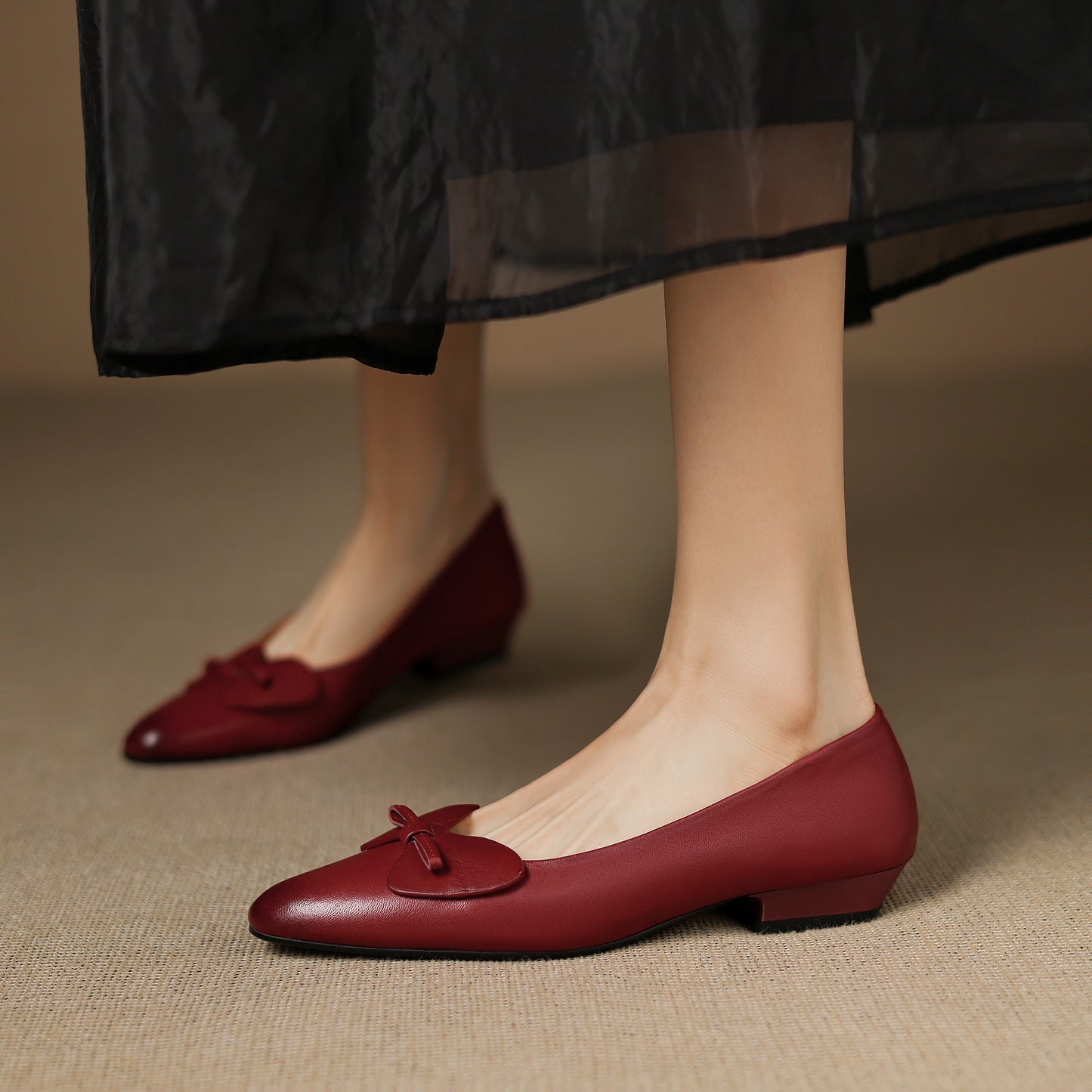 TinaCus Handmade Women's Genuine Leather Pointed Toe Slip On Office Dress Ballet Flats Shoes with Bow