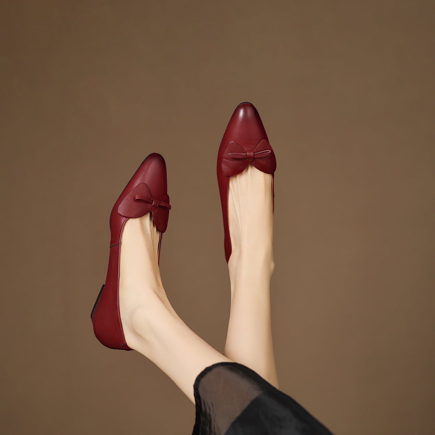 TinaCus Handmade Women's Genuine Leather Pointed Toe Slip On Office Dress Ballet Flats Shoes with Bow