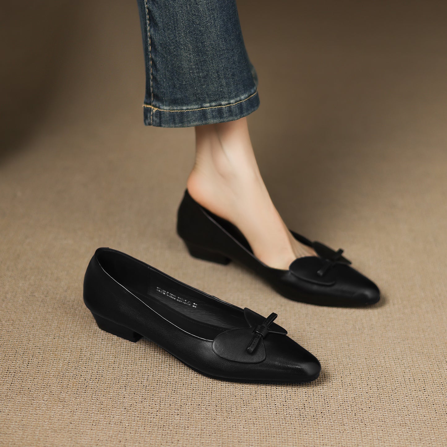 TinaCus Handmade Women's Genuine Leather Pointed Toe Slip On Office Dress Ballet Flats Shoes with Bow