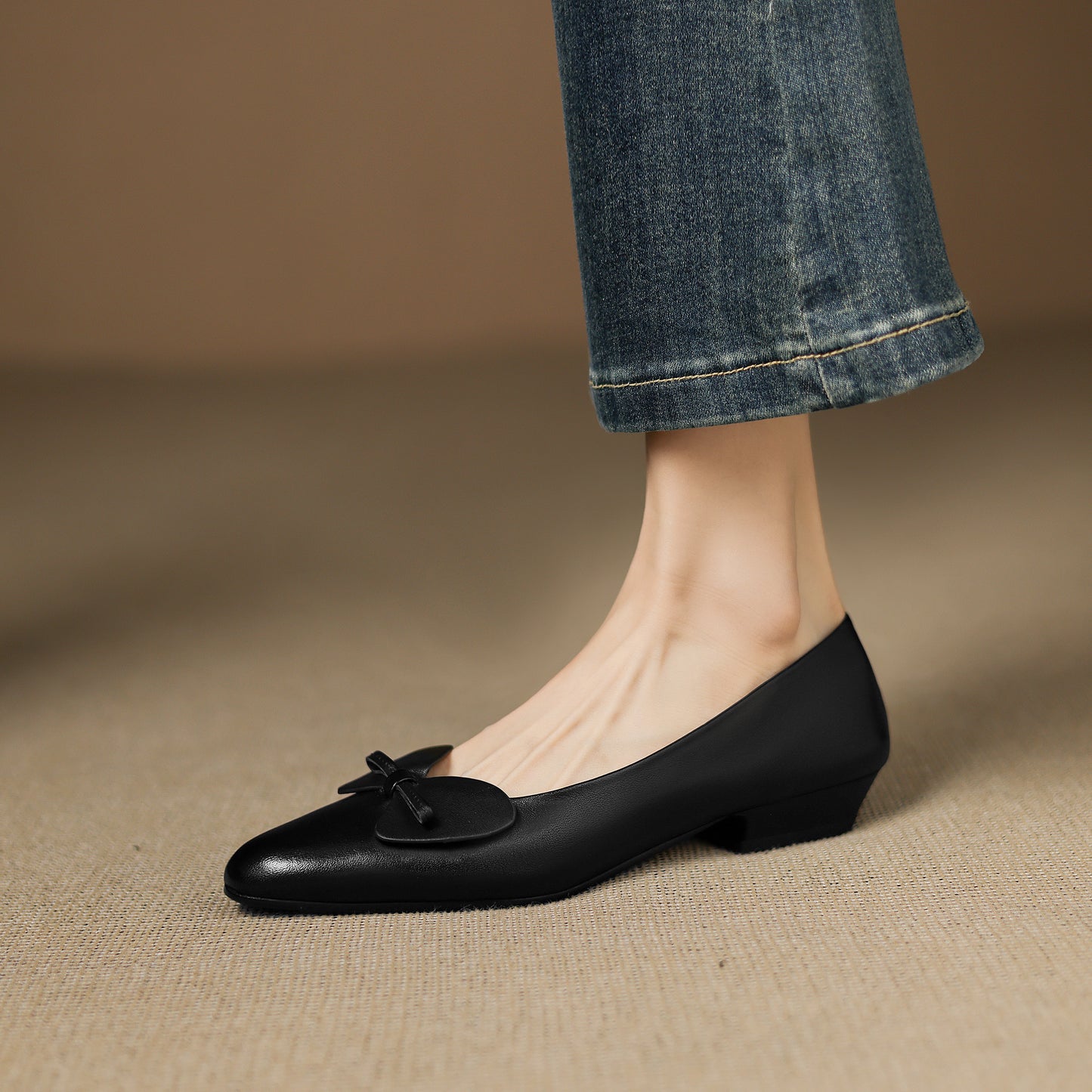 TinaCus Handmade Women's Genuine Leather Pointed Toe Slip On Office Dress Ballet Flats Shoes with Bow