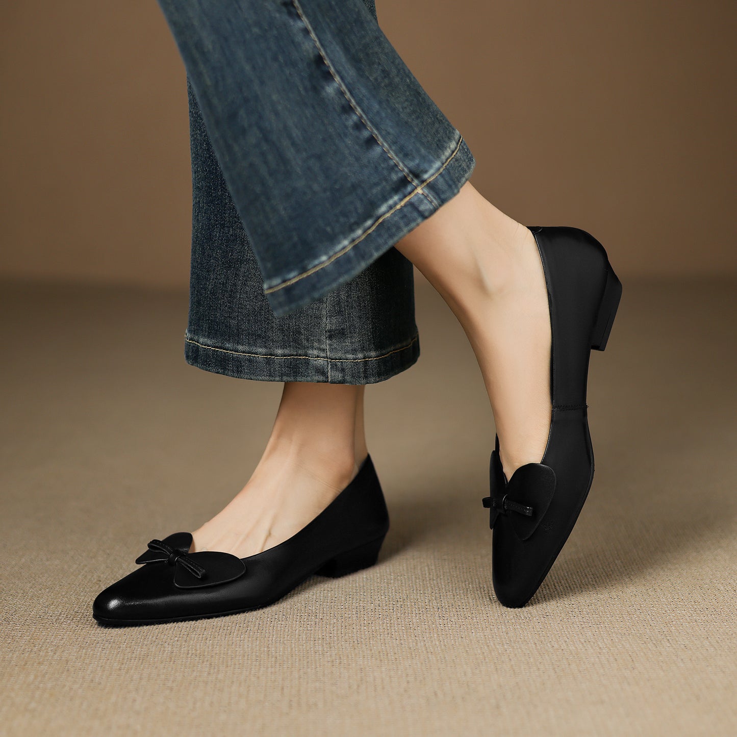 TinaCus Handmade Women's Genuine Leather Pointed Toe Slip On Office Dress Ballet Flats Shoes with Bow