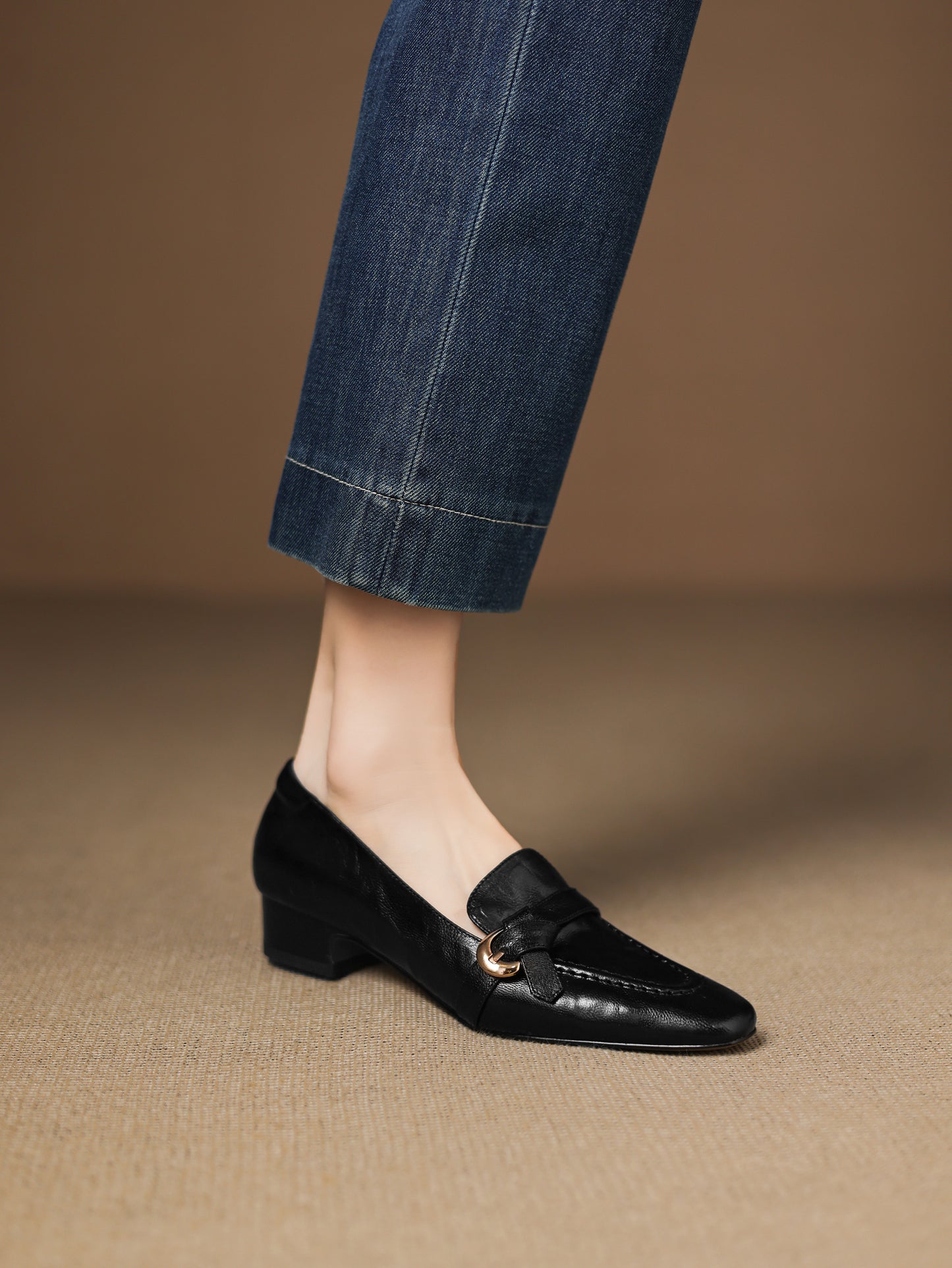 TinaCus Handmade Women's Genuine Leather Closed Toe Slip-on Office Loafer Shoes with Decor Buckle