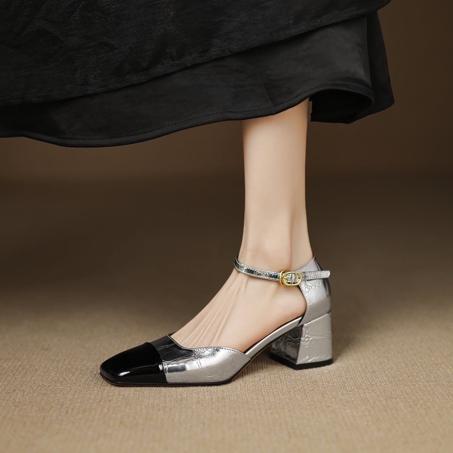 TinaCus Women's Ankle Strap Mary Jane Shoes Genuine Leather Handmade Cap-Toe Block Heel Dressy Pumps