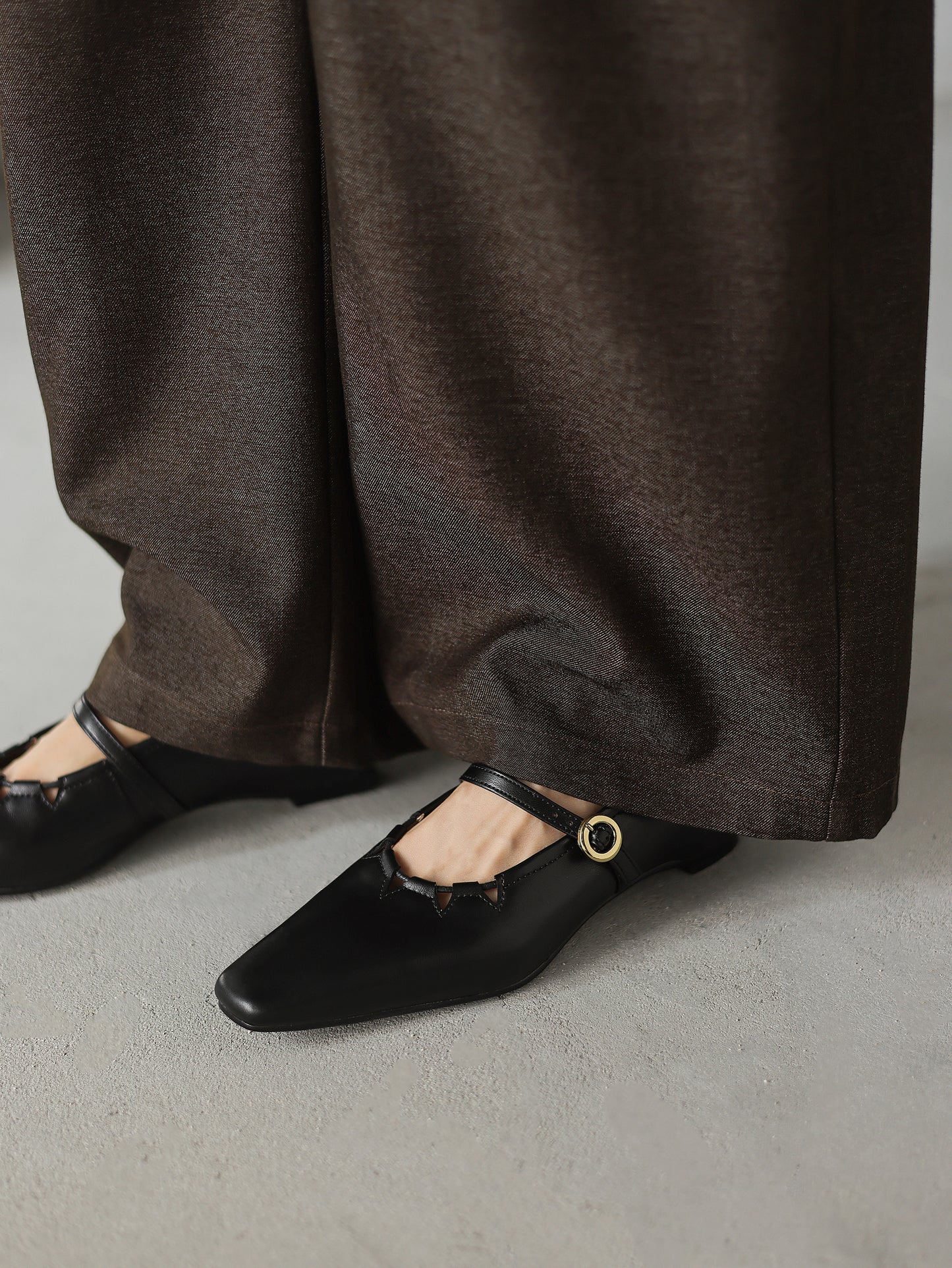 TinaCus Handmade Women's Genuine Leather Comfortable Square Toe Adjustable Buckle Dress Mary Jane Flats Shoes