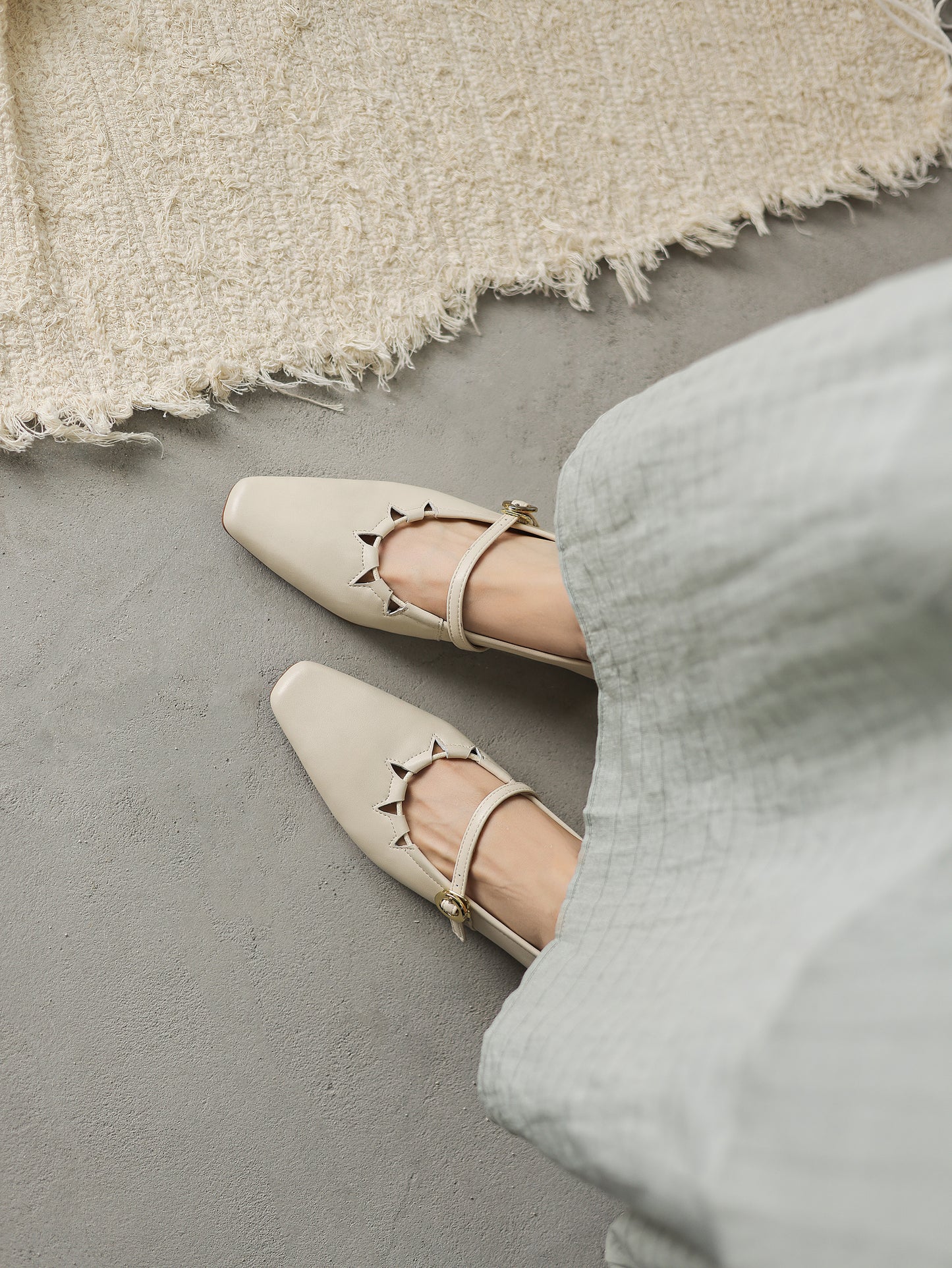 TinaCus Handmade Women's Genuine Leather Comfortable Square Toe Adjustable Buckle Dress Mary Jane Flats Shoes