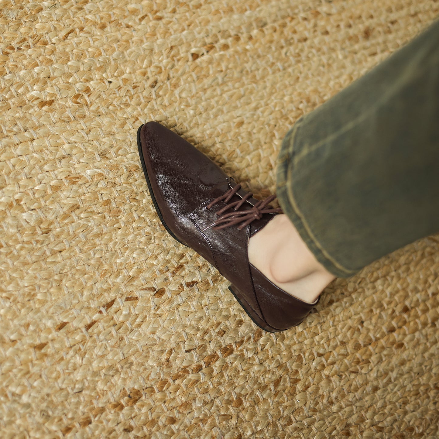 TinaCus Handmade Women's Genuine Leather Pointed Toe Lace-up Classic Oxford Flats