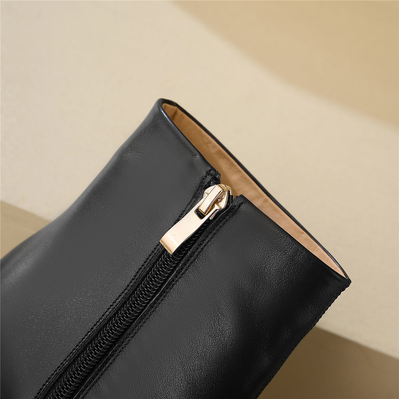 TinaCus Damen-Stiefeletten aus echtem Leder, Plateau, handgefertigt, hoher Absatz, seitlicher Reißverschluss