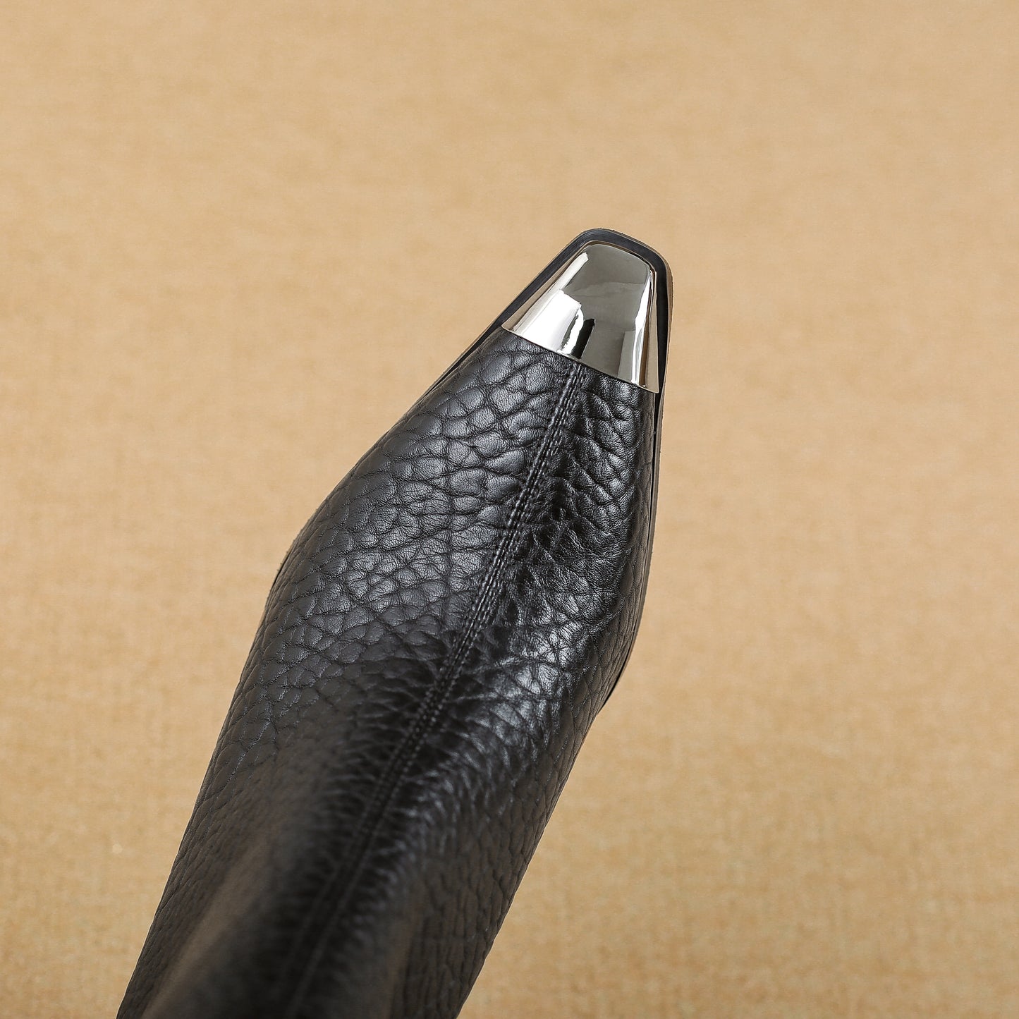 TinaCus Genuine Leather Women's Cap Toe Chic Ankle Boots Handmade High Heels with Back Zipper