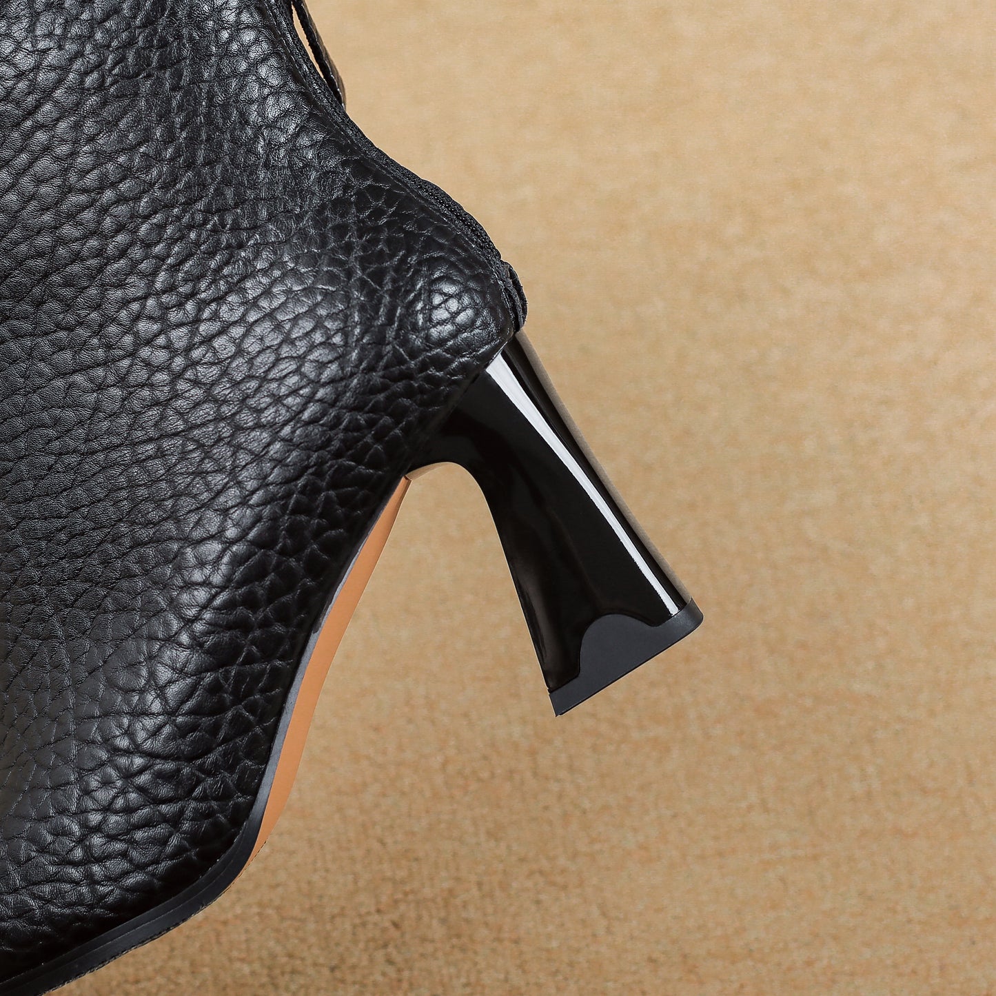 TinaCus Genuine Leather Women's Cap Toe Chic Ankle Boots Handmade High Heels with Back Zipper