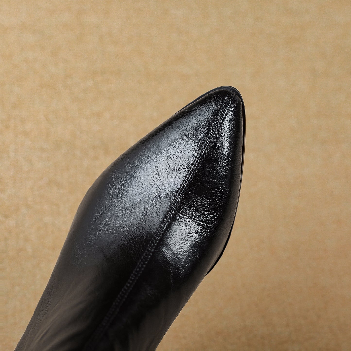 TinaCus Genuine Leather Handmade Chunky Heels Women's Pointed Toe Trendy Ankle Boots with Back Zipper