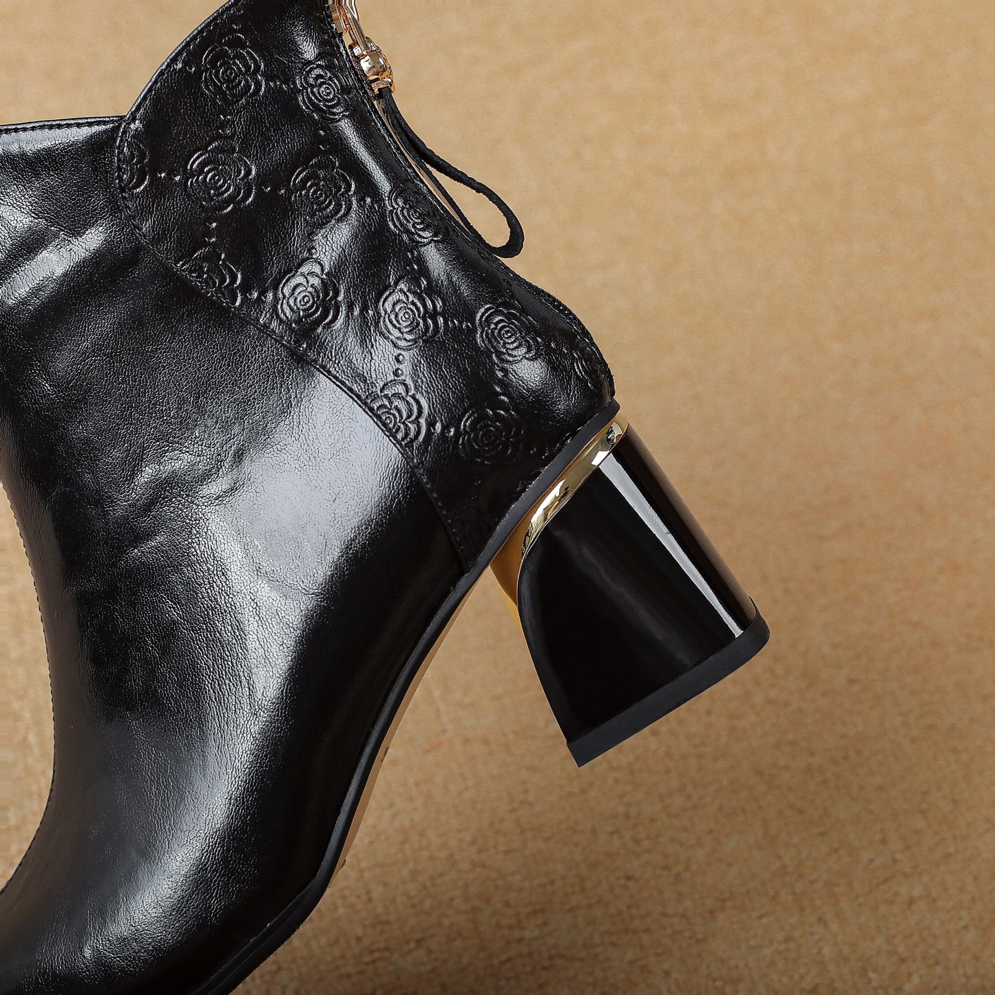 TinaCus Genuine Leather Handmade Chunky Heels Women's Pointed Toe Trendy Ankle Boots with Back Zipper