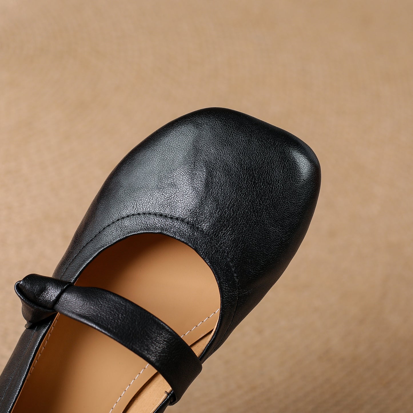 TinaCus Handmade Women's Genuine Leather Almond Toe Slip-on Soft Office Mary Jane Flats Shoes