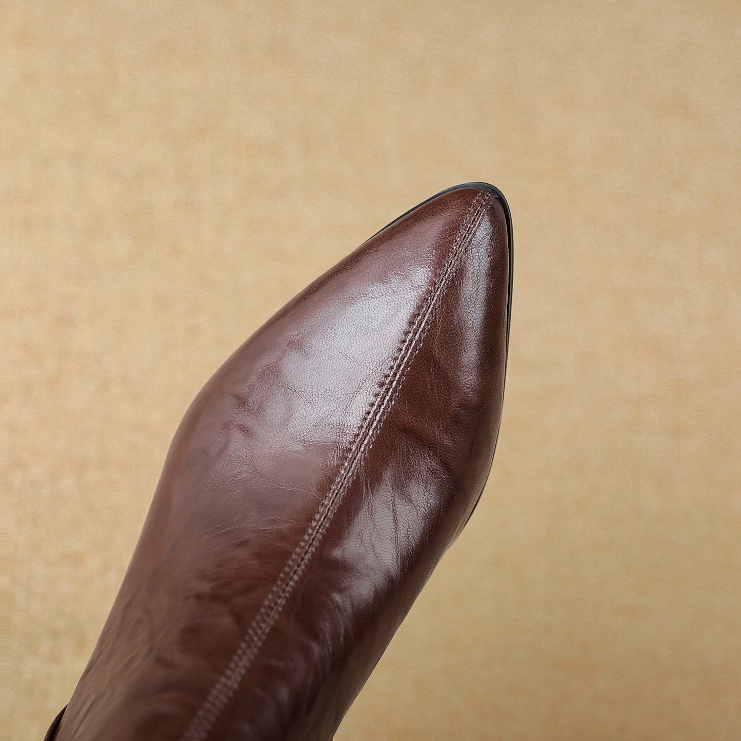 TinaCus Women's Pointed Toe Genuine Leather & Knitted Fabric Handmade Chunky Heels Zip up Ankle Boots