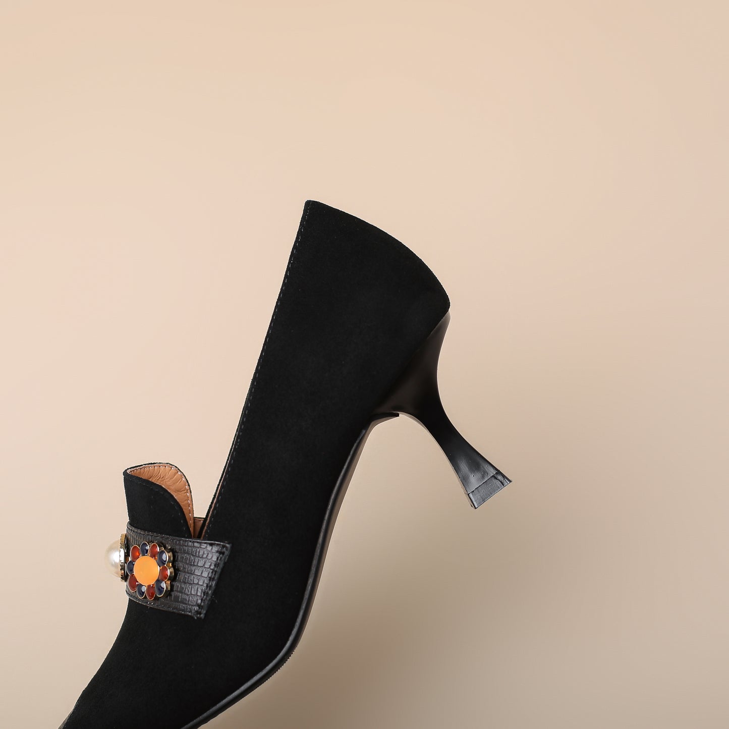 TinaCus Women's Cap Toe Handmade Stiletto Mid Heels Suede Leather Trendy Pumps Shoes