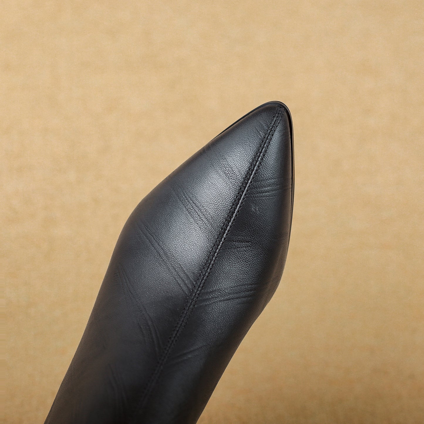 TinaCus Genuine Leather Mid Chunky Heels Ankle Boots Women's Pointed Toe Handmade Back Zipper