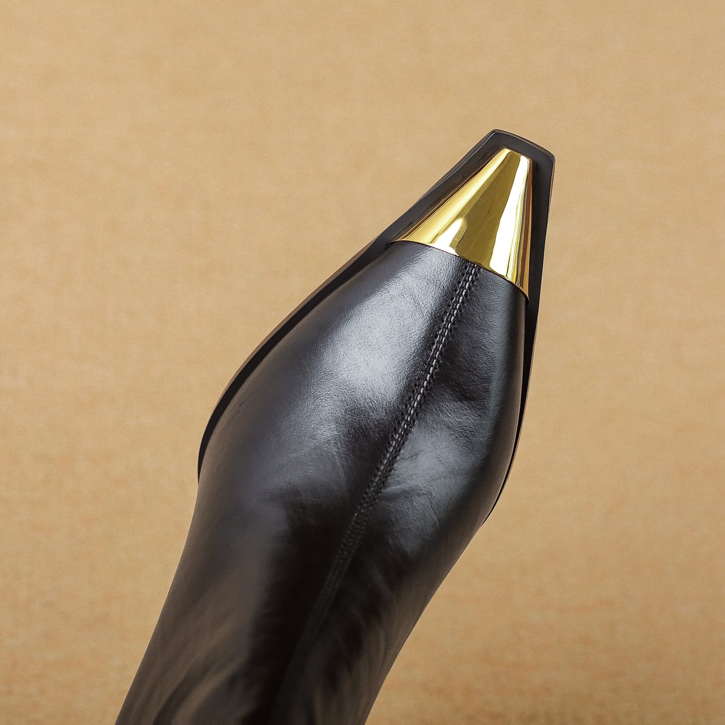 TinaCus Women's Cap Toe Genuine Leather Ankle Boots Handmade High Heels with Back Zipper