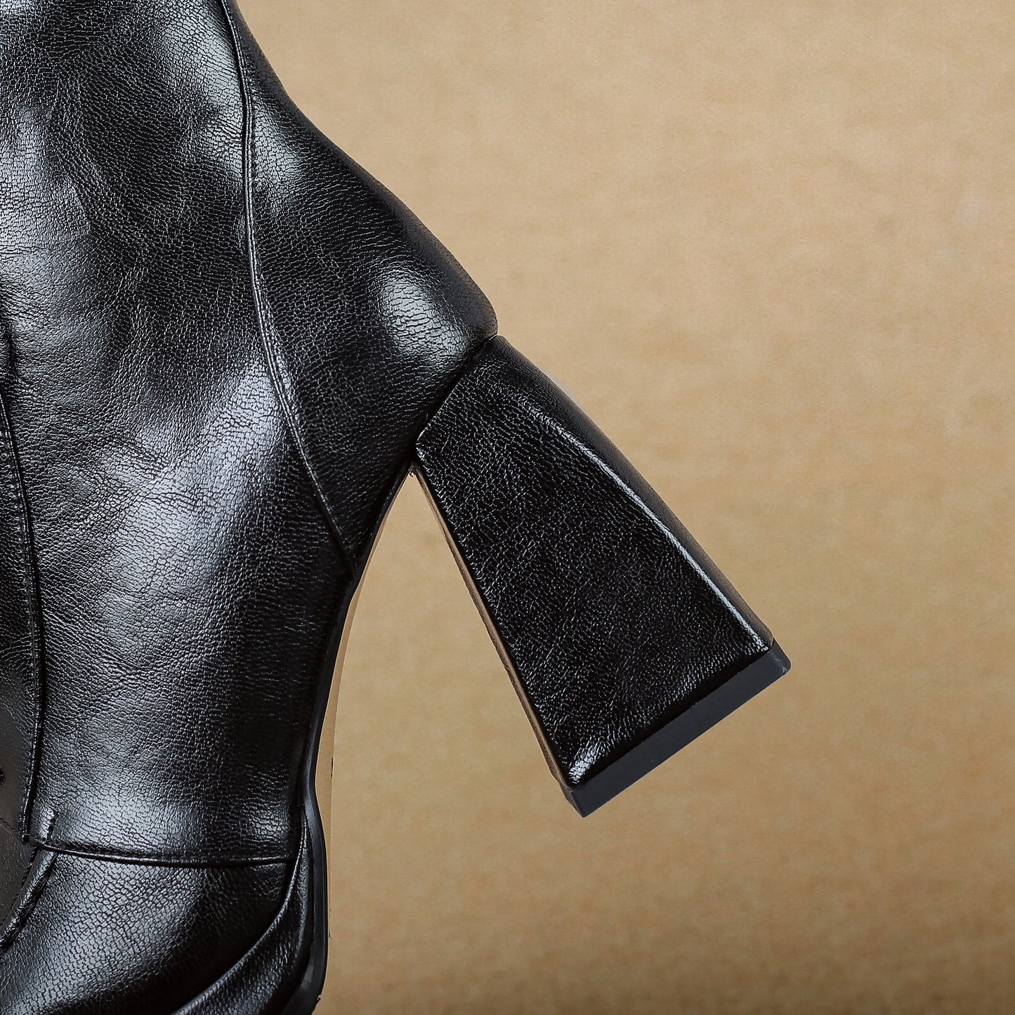 TinaCus Genuine Leather Lace/Zip up Short Boots Women's Square Toe Handmade Platform High Chunky Heels Booties